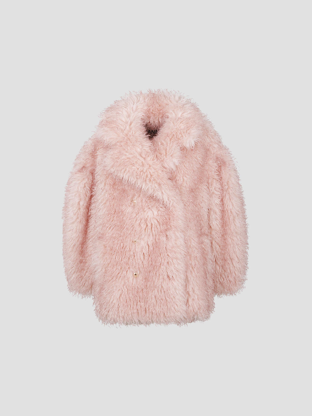 Long pile alternative fur midi coat