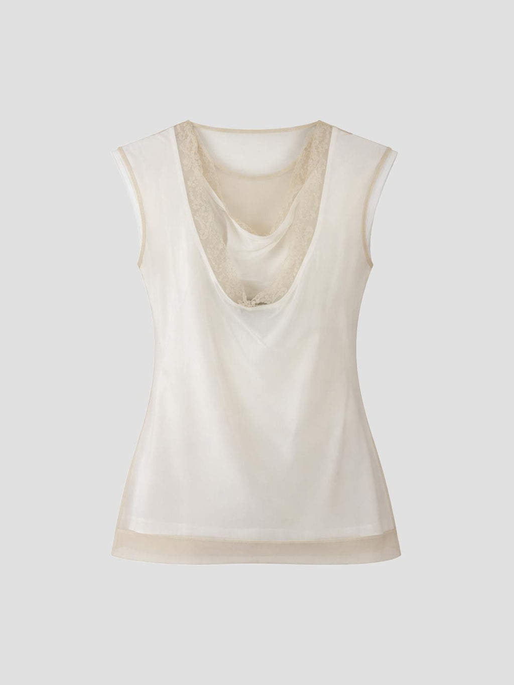 Layered liquid cap sleeve lace trim t-shirt