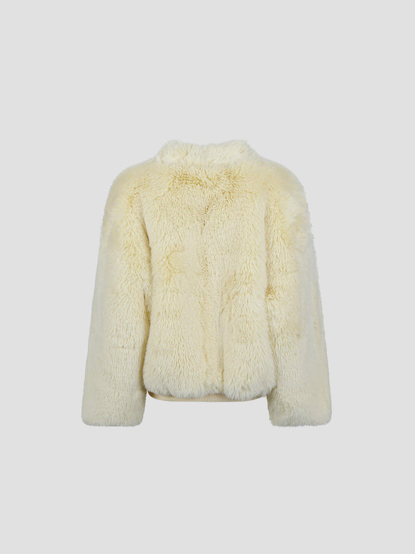 Senna collarless faux-fur jacket