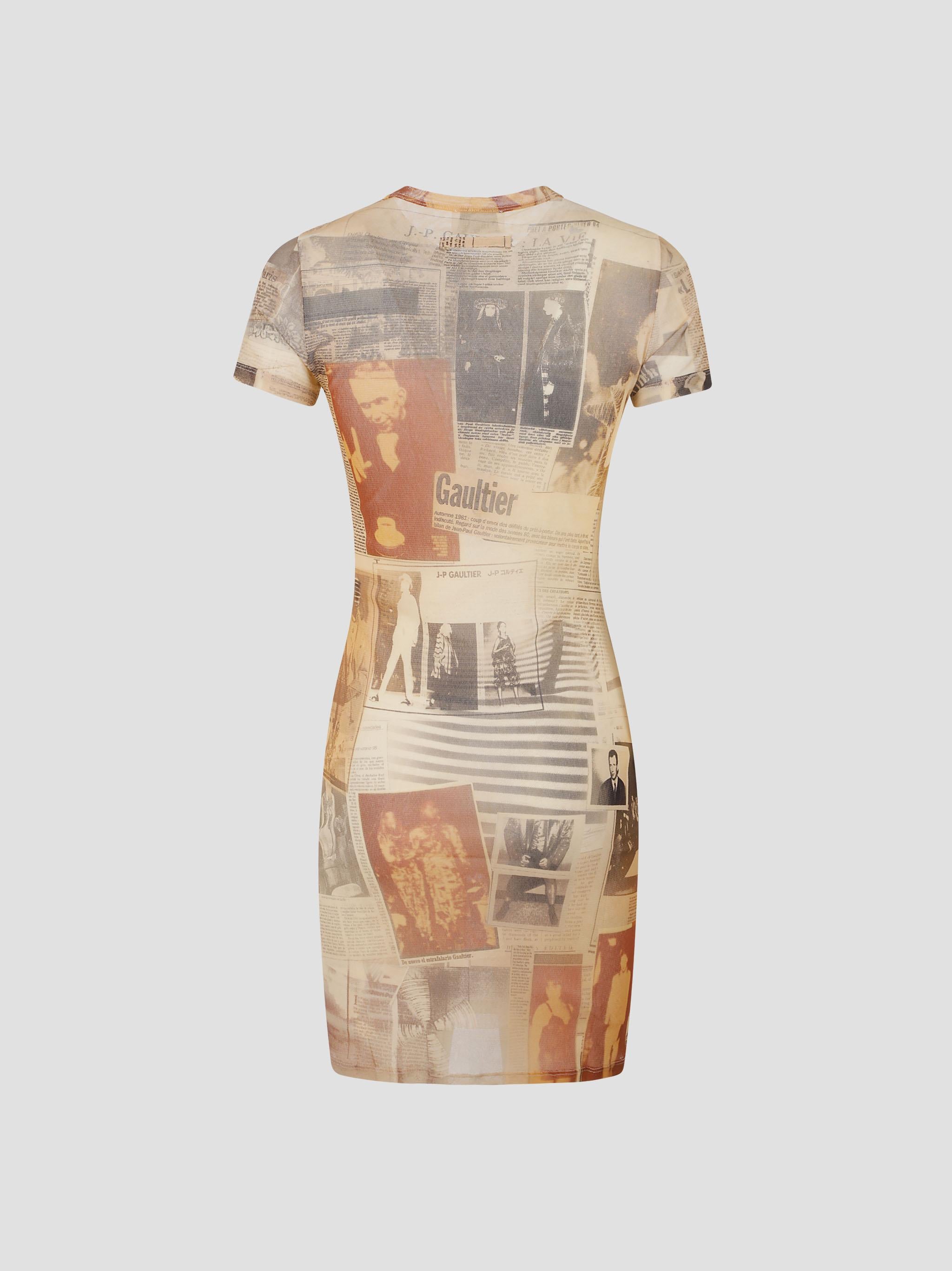 Mesh short dress printed "journal"