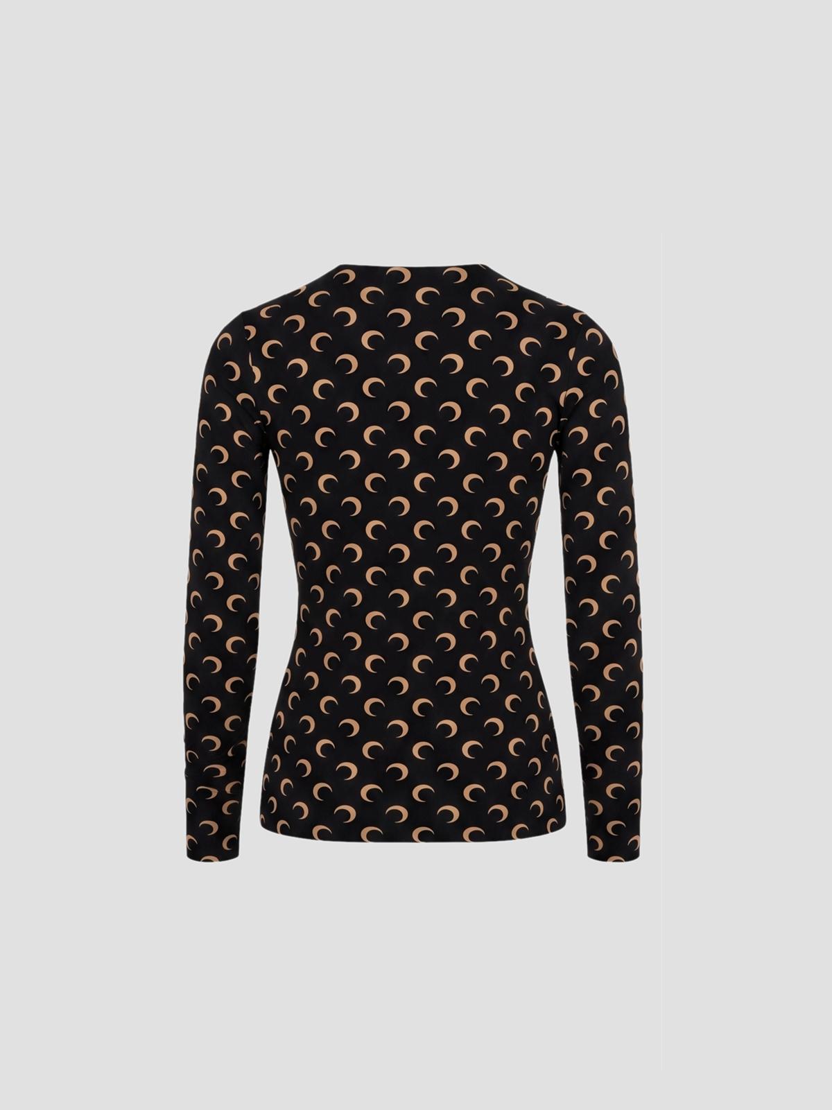 Moon printed jersey ls crewneck top