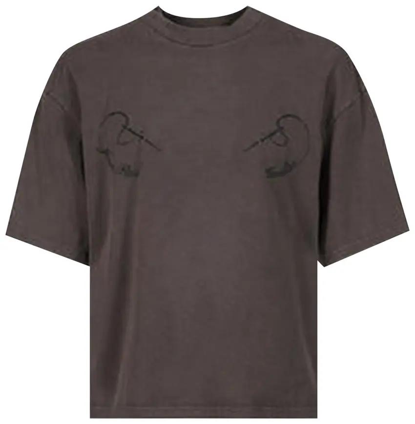 Cotton oversized tee embroidered needles