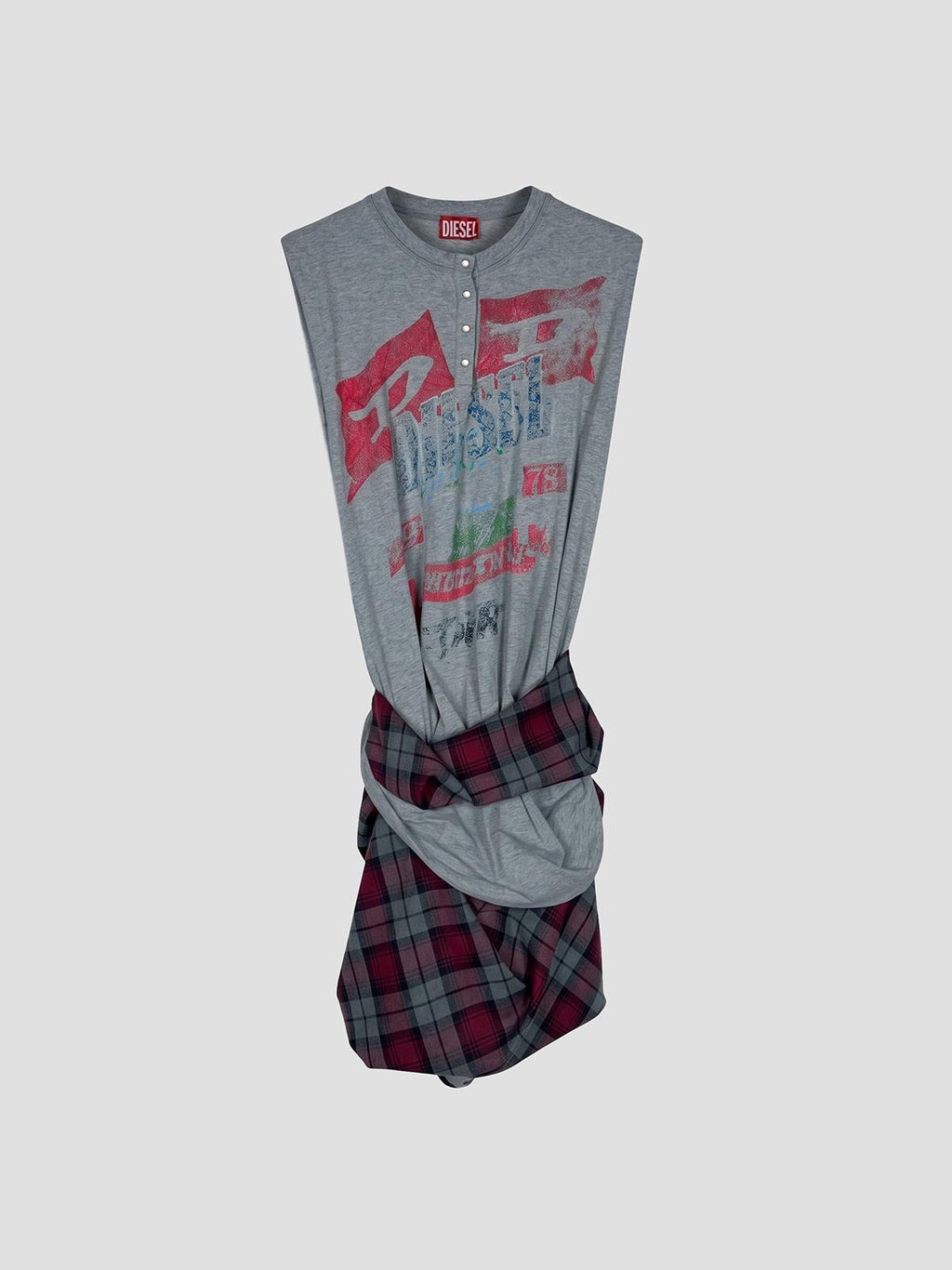 Diesel J-voxa-check jumpsuit in grey