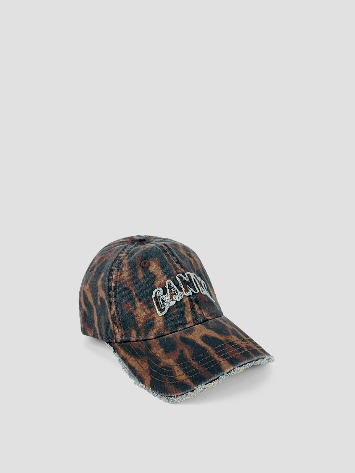 Printed washed cotton ocelot leopard cap