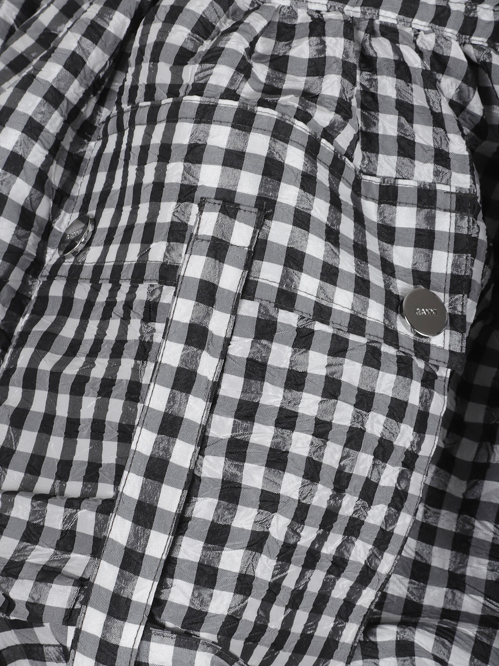 Crinkled taffeta check mini bubble skirt