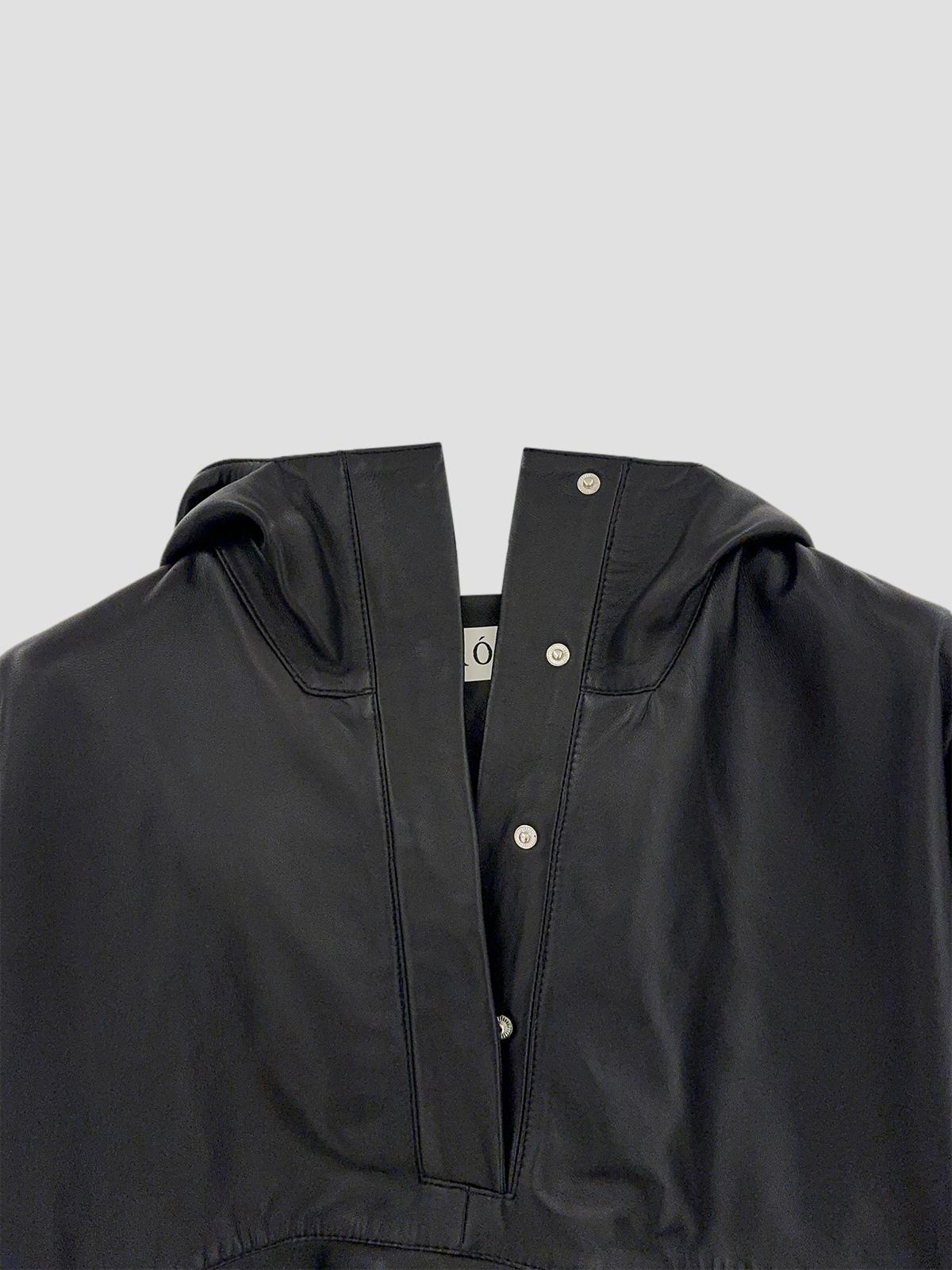 Leather oversized anorak