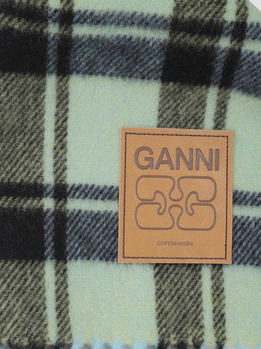 Double face wool check scarf