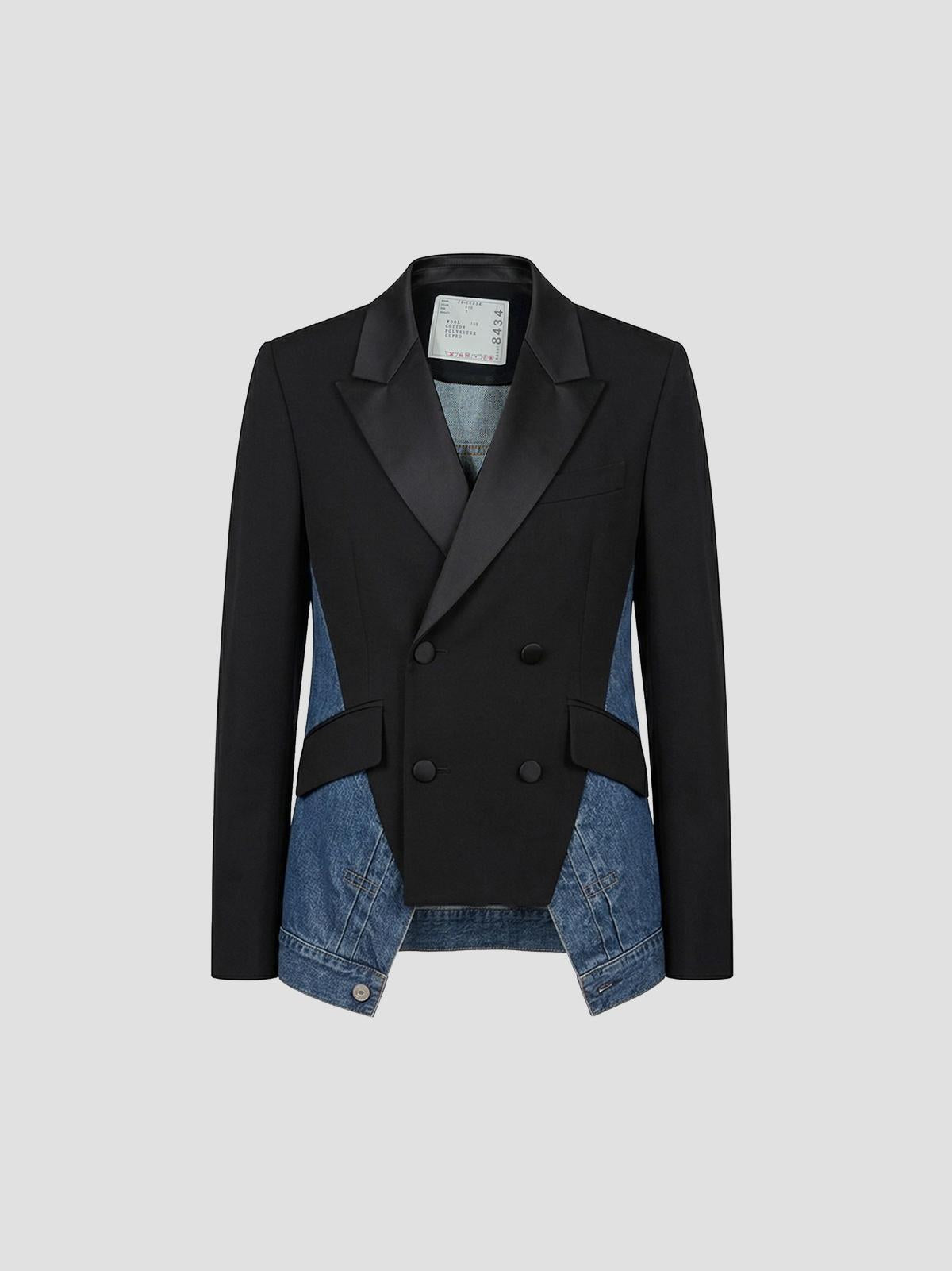 Wool suiting x denim jacket