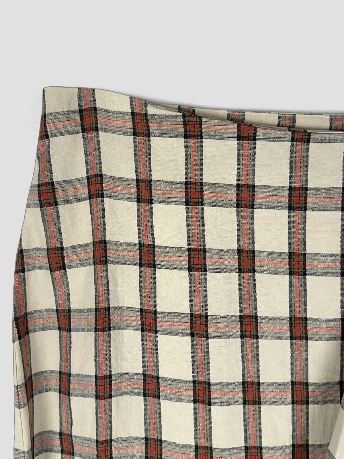 Draped check skirt