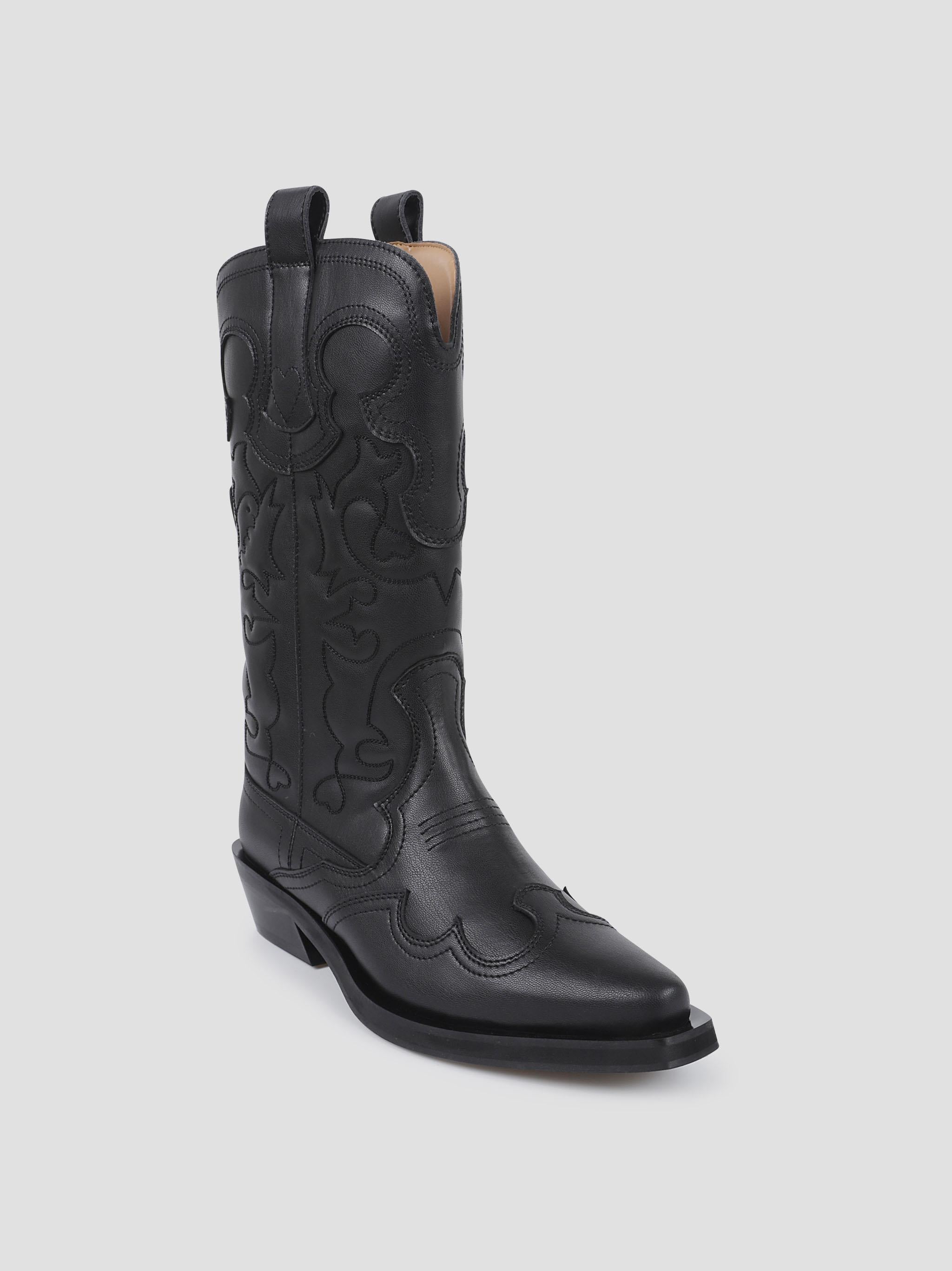 Mid shaft embroidered western boot