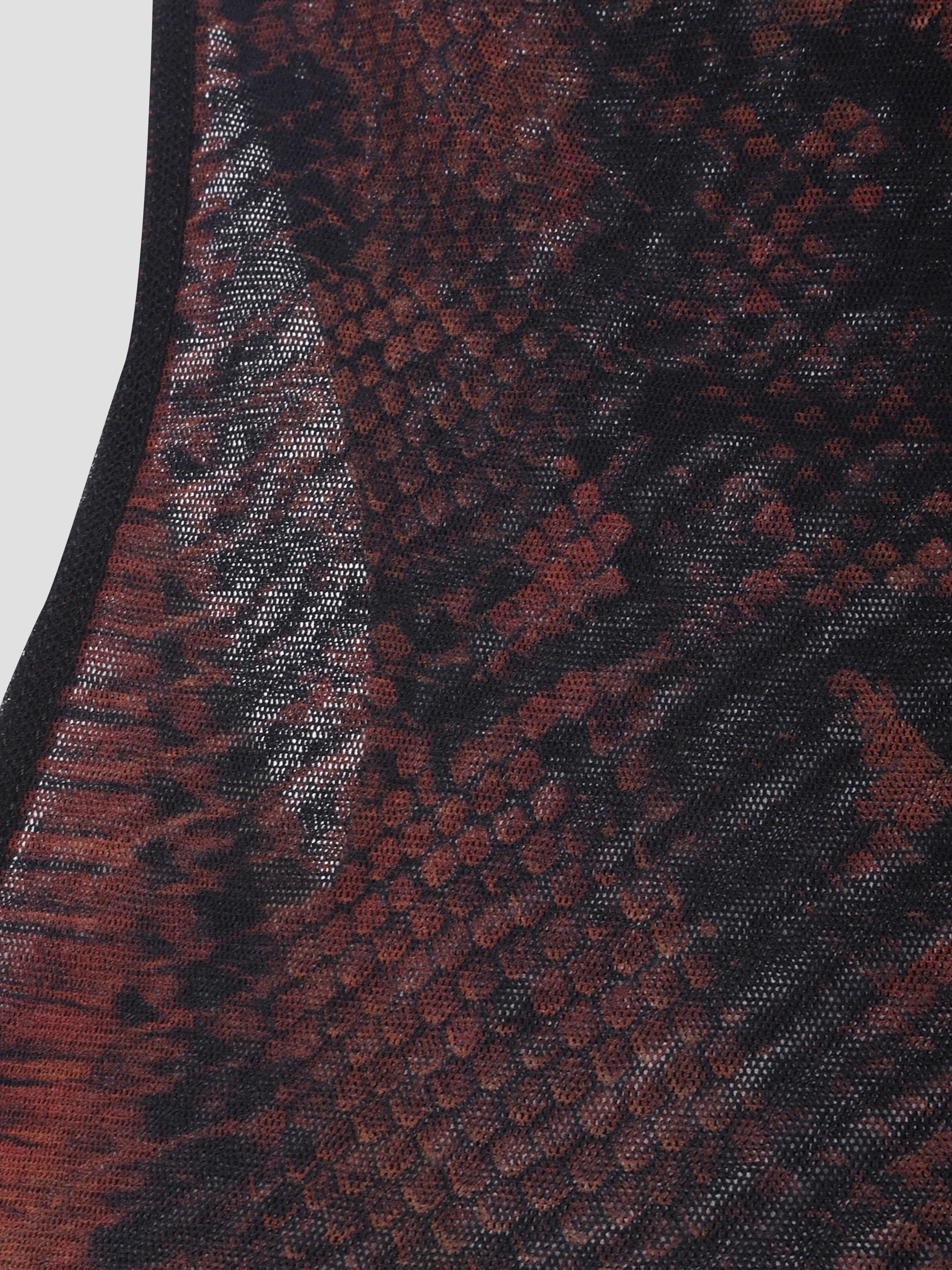 Mesh high neck long dress printed "python"