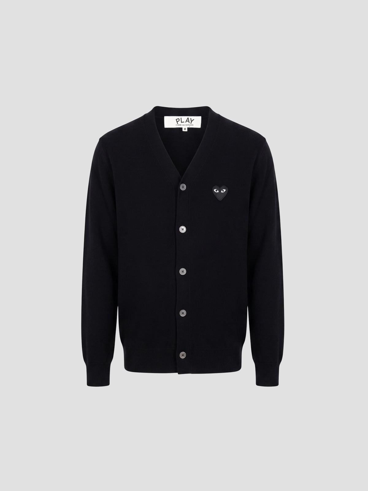 U v-neck cardigan black emblem knit