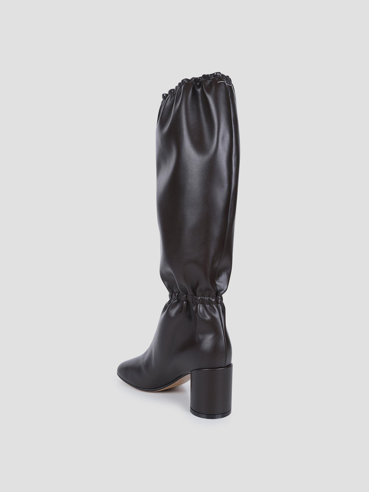 Anatomic gathered leather knee-high boots