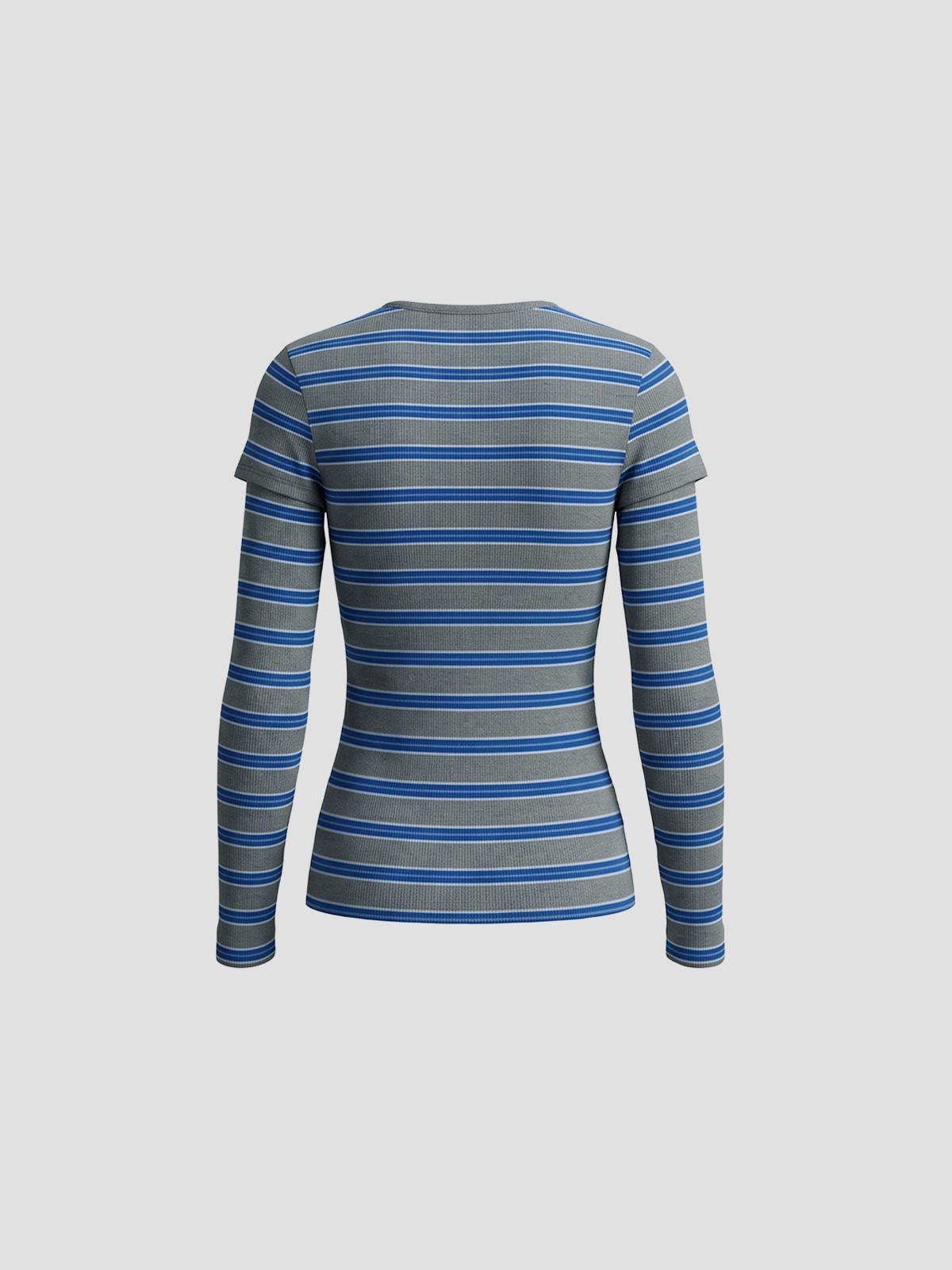 Soft cotton ribb v neck longsleve