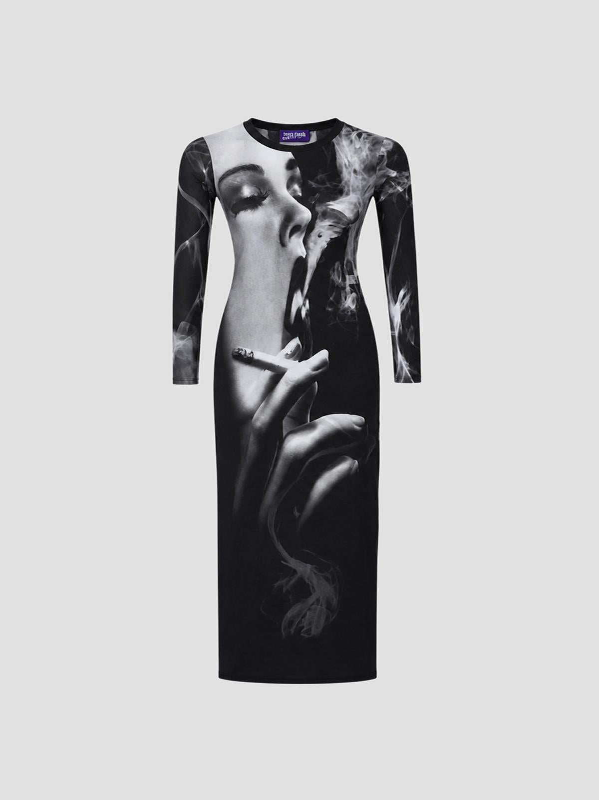 Long dress printed "smoking women"