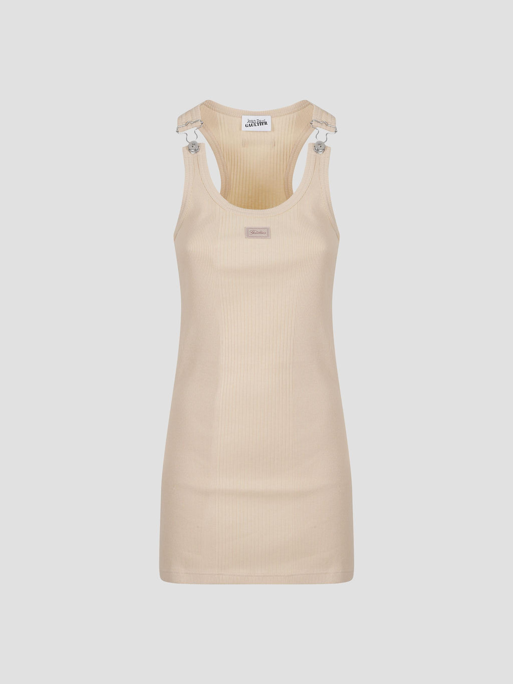 Jean Paul Gaultier Ribbed short dress with "gaultier" patch and overa