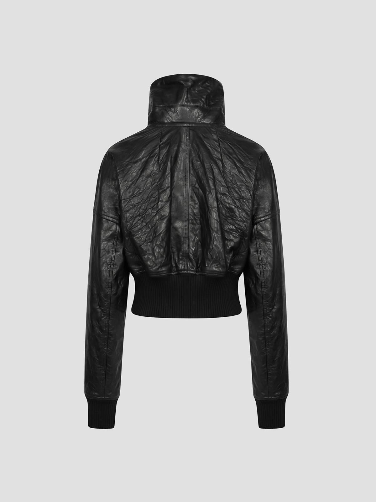Leather bomber jacket