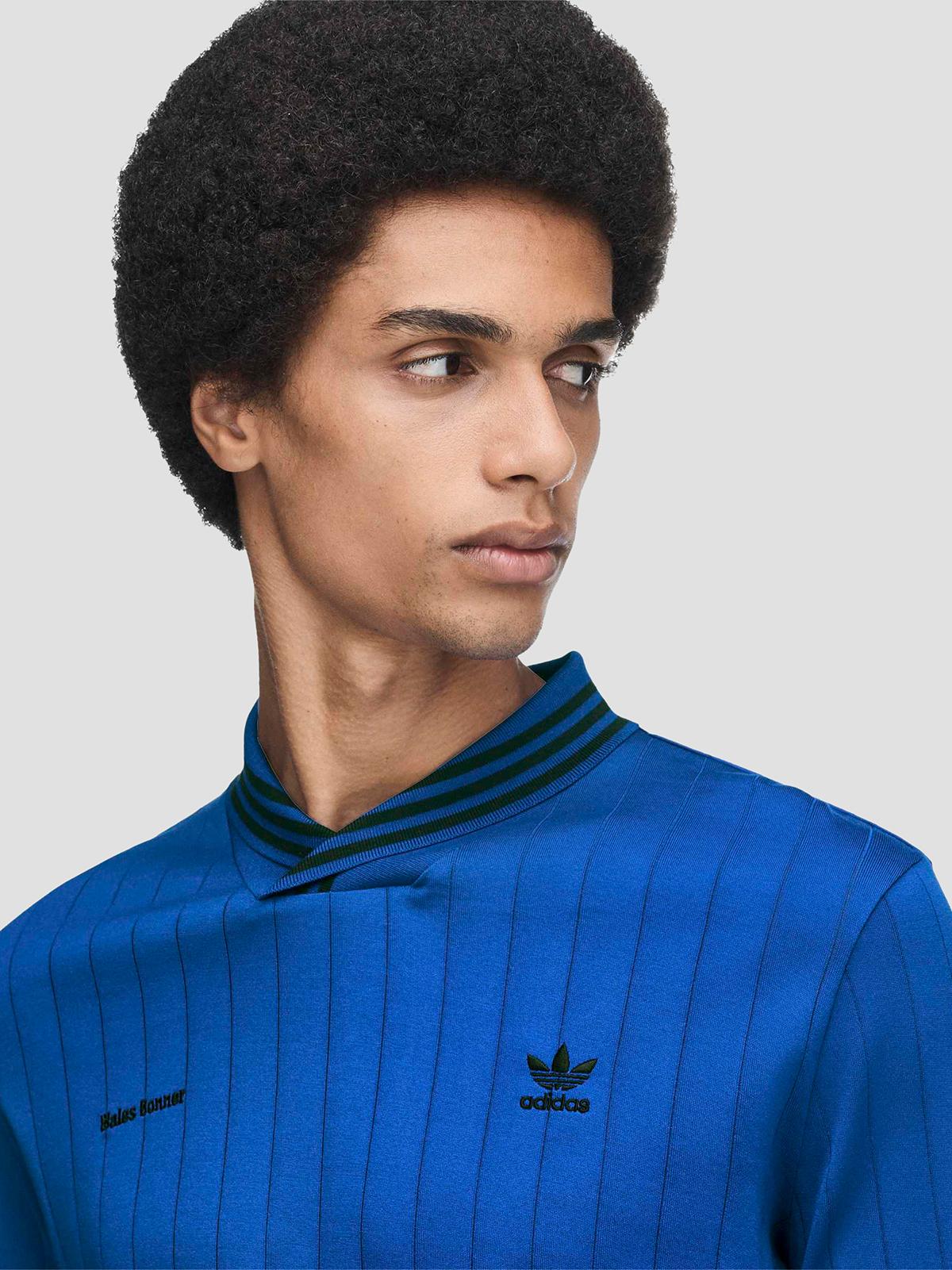 Wales bonner ribbed knit football top royal blue