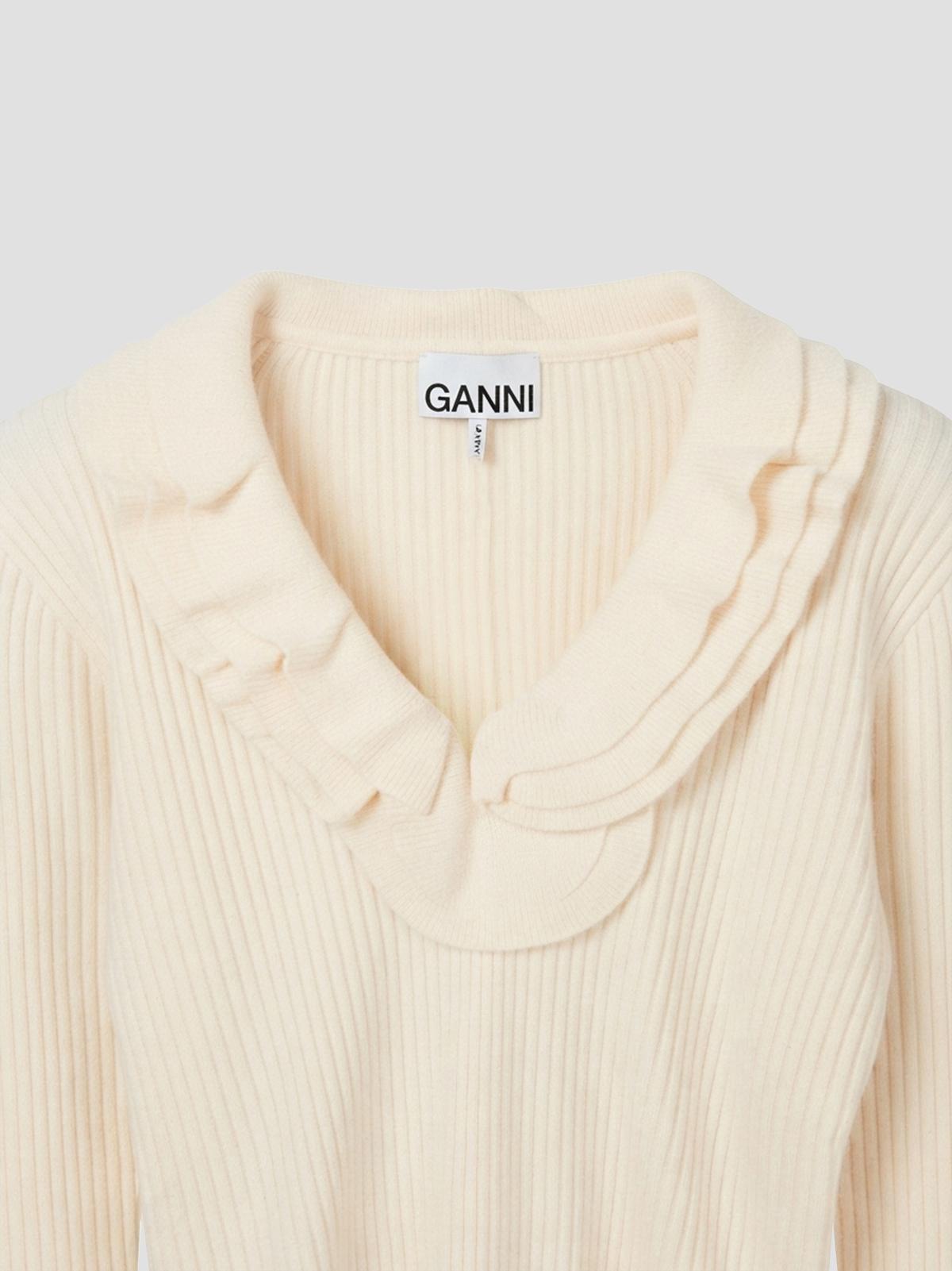 Ribbed merino frill top