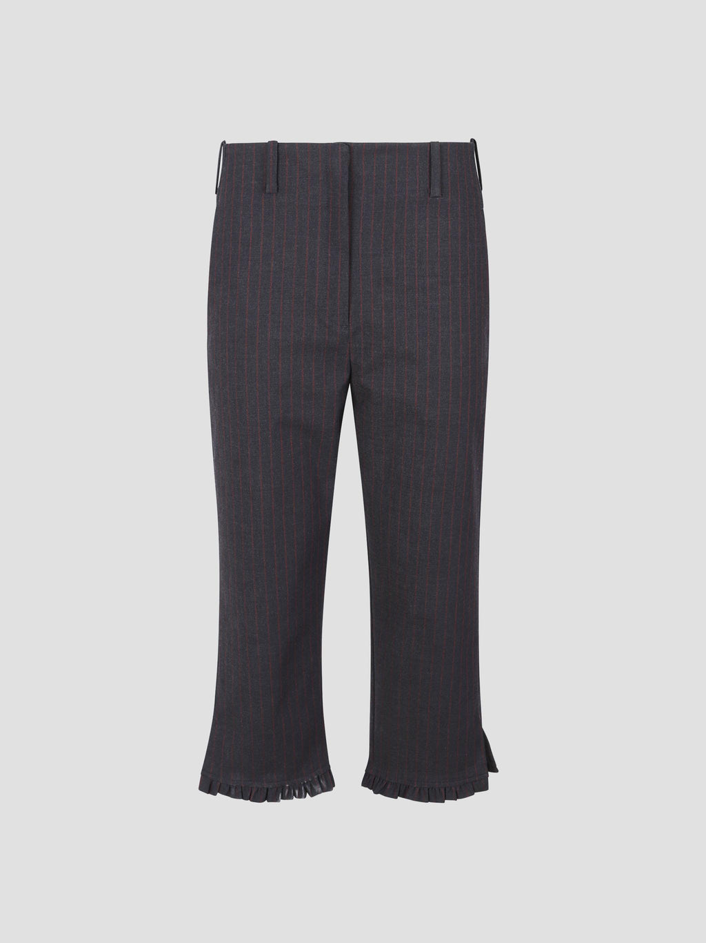 Stretch stripe tailoring capri pants