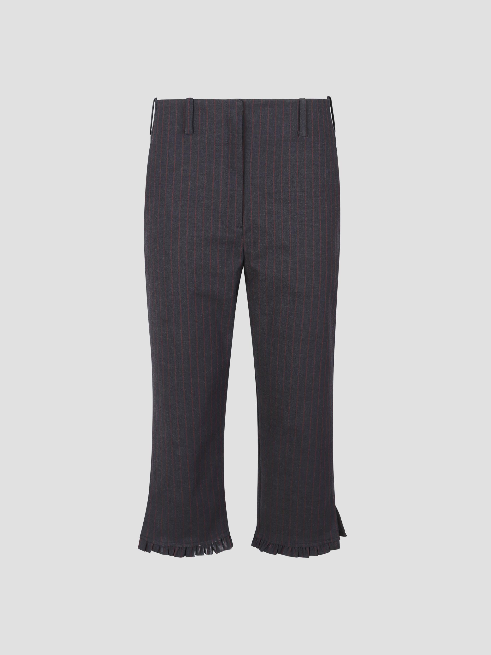 Stretch stripe tailoring capri pants
