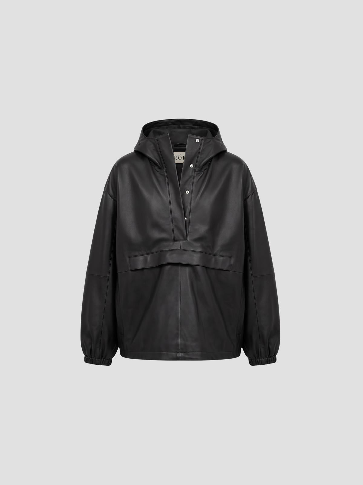 Leather oversized anorak