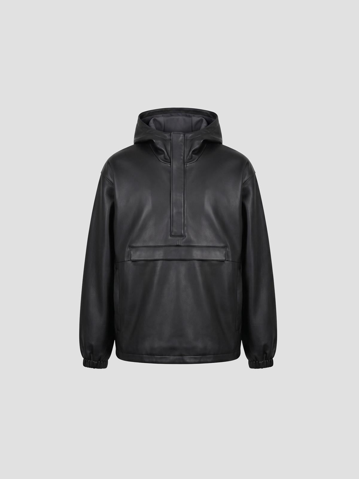 Leather oversized anorak