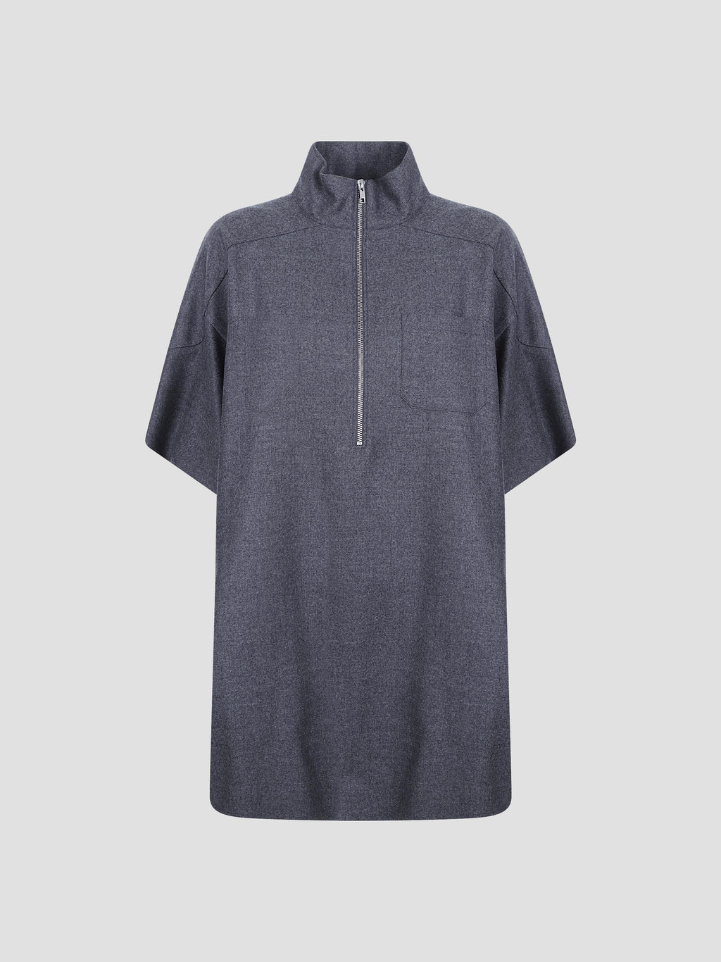 Zip-neck wool mini dress