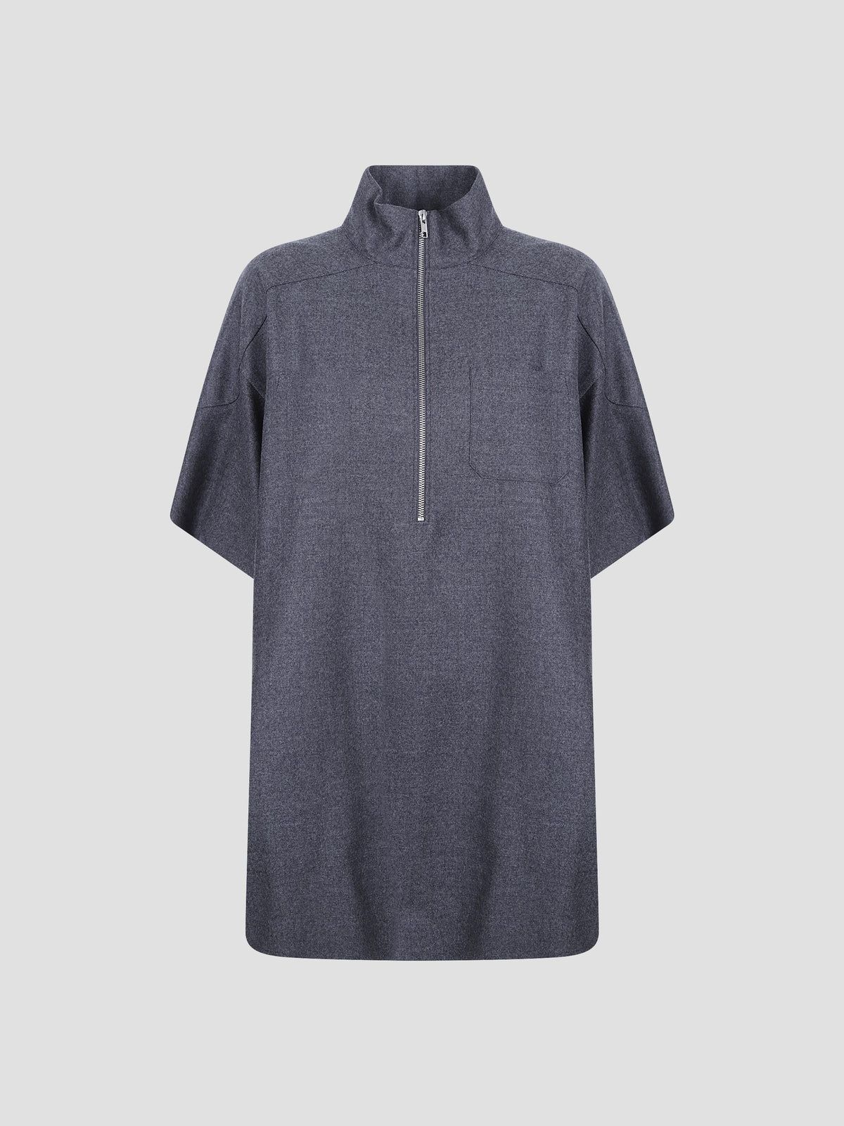 Zip-neck wool mini dress