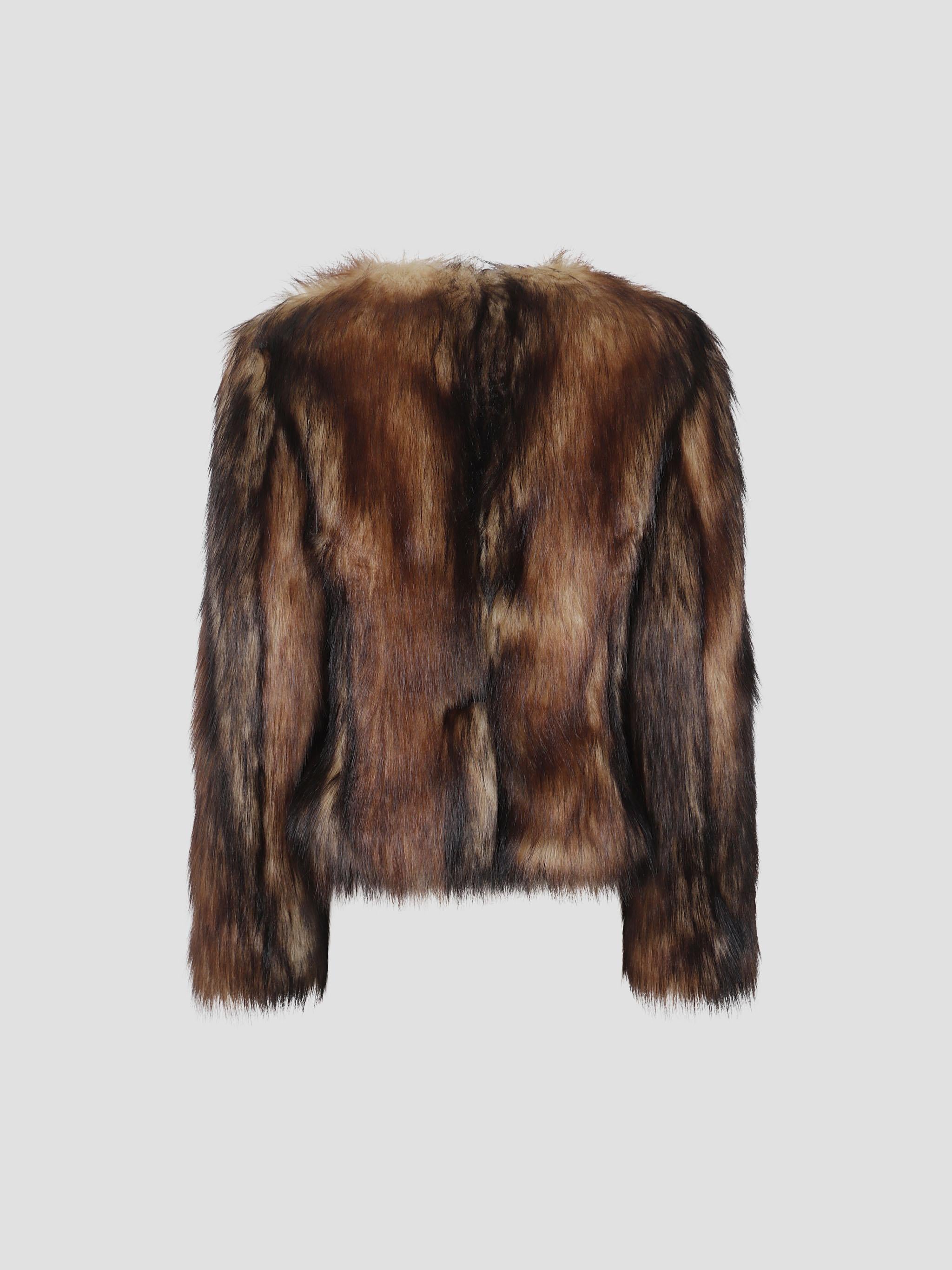 Sculpted faux fur fray jacket