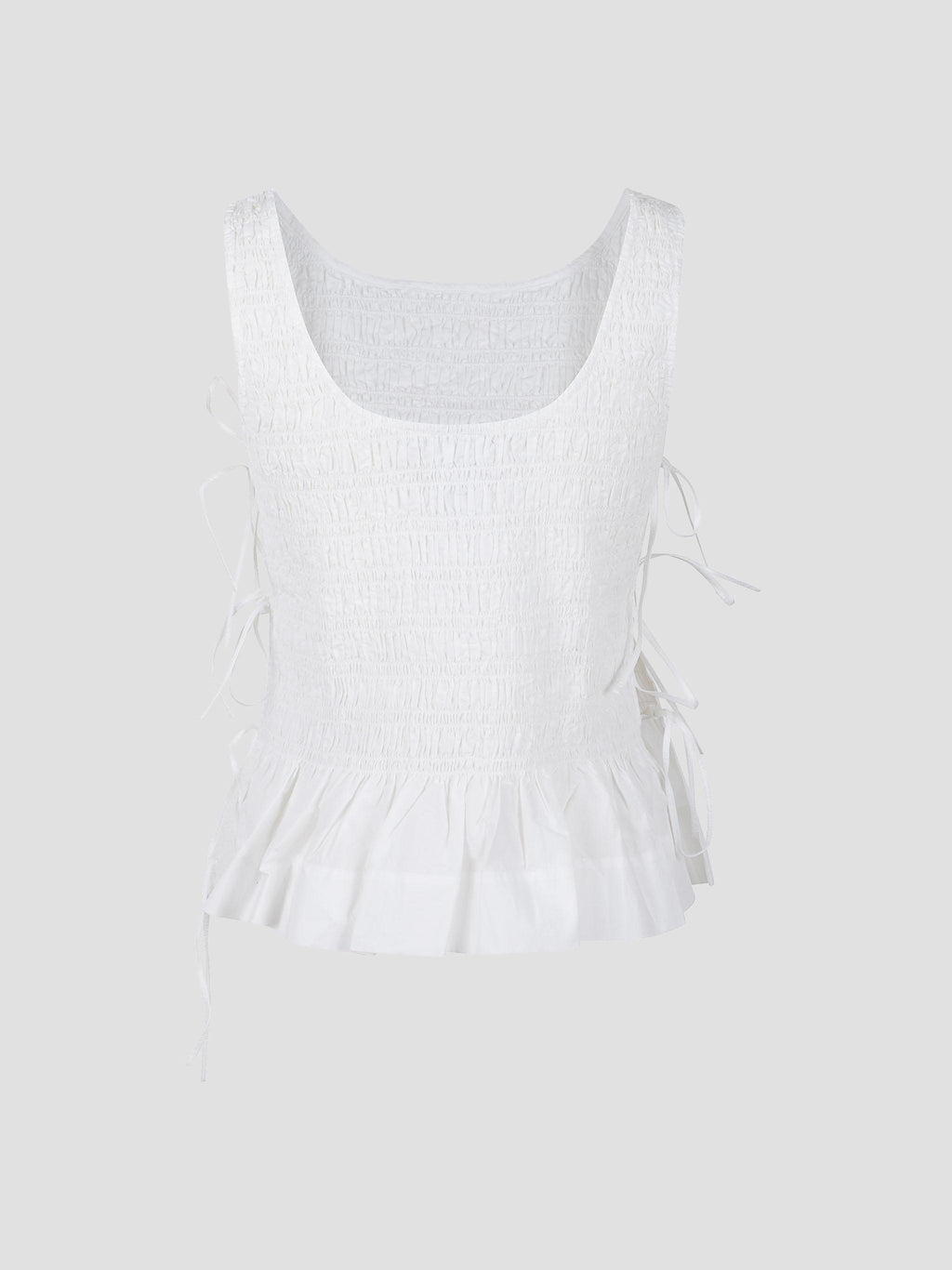 Cotton poplin smock tie string top