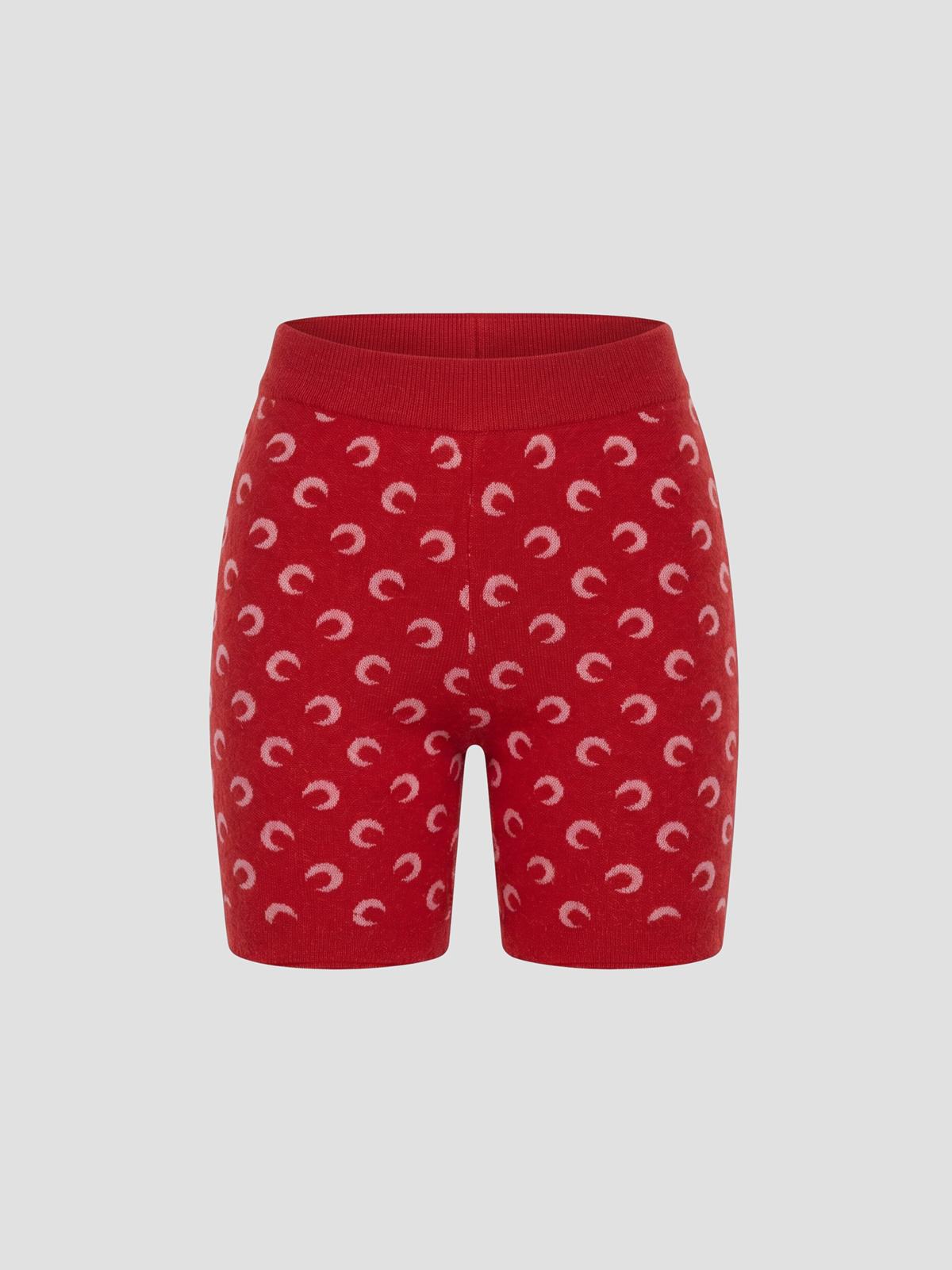 Moon printed jacquard bouclette mini shorts