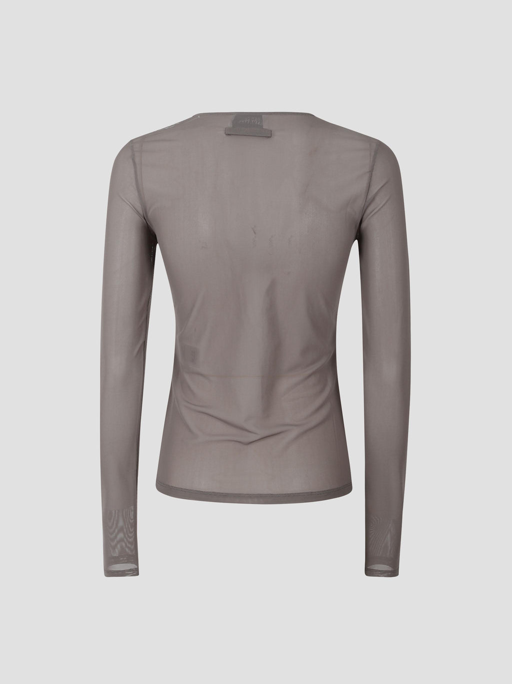 Mesh crewneck long sleeves top embroidered