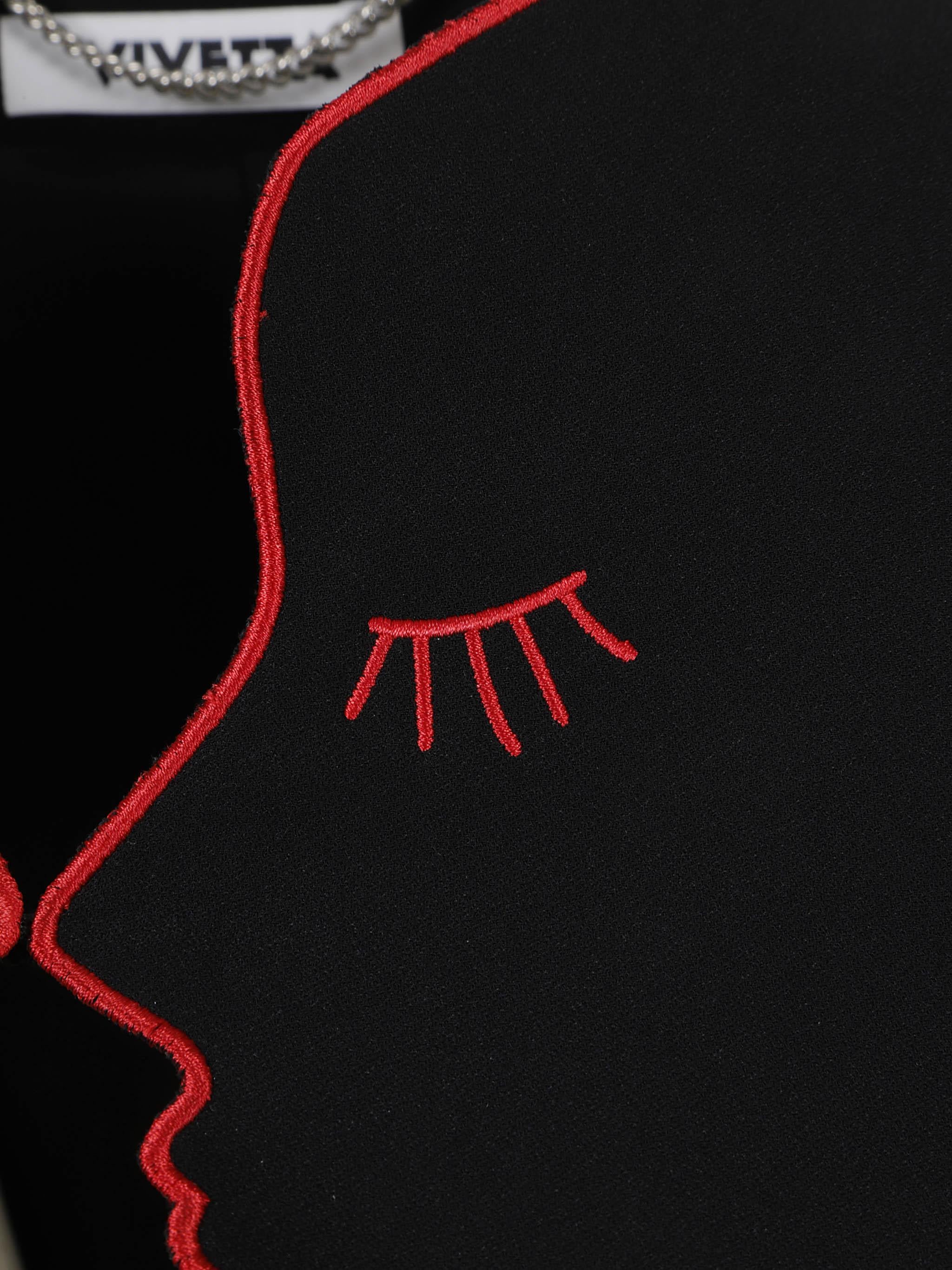 Face-embroidered crepe envers satin jacket
