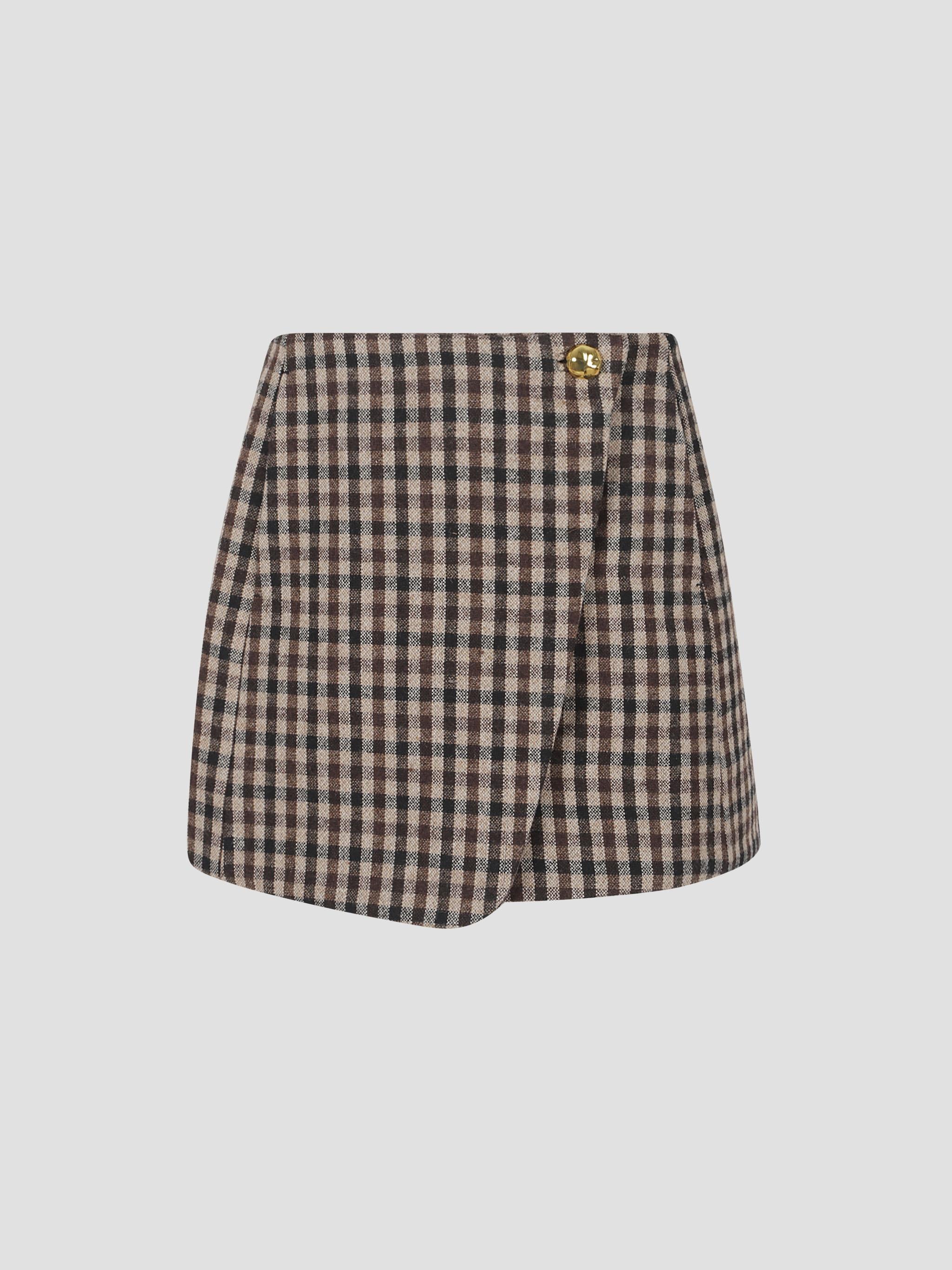 Check wool mix skirt