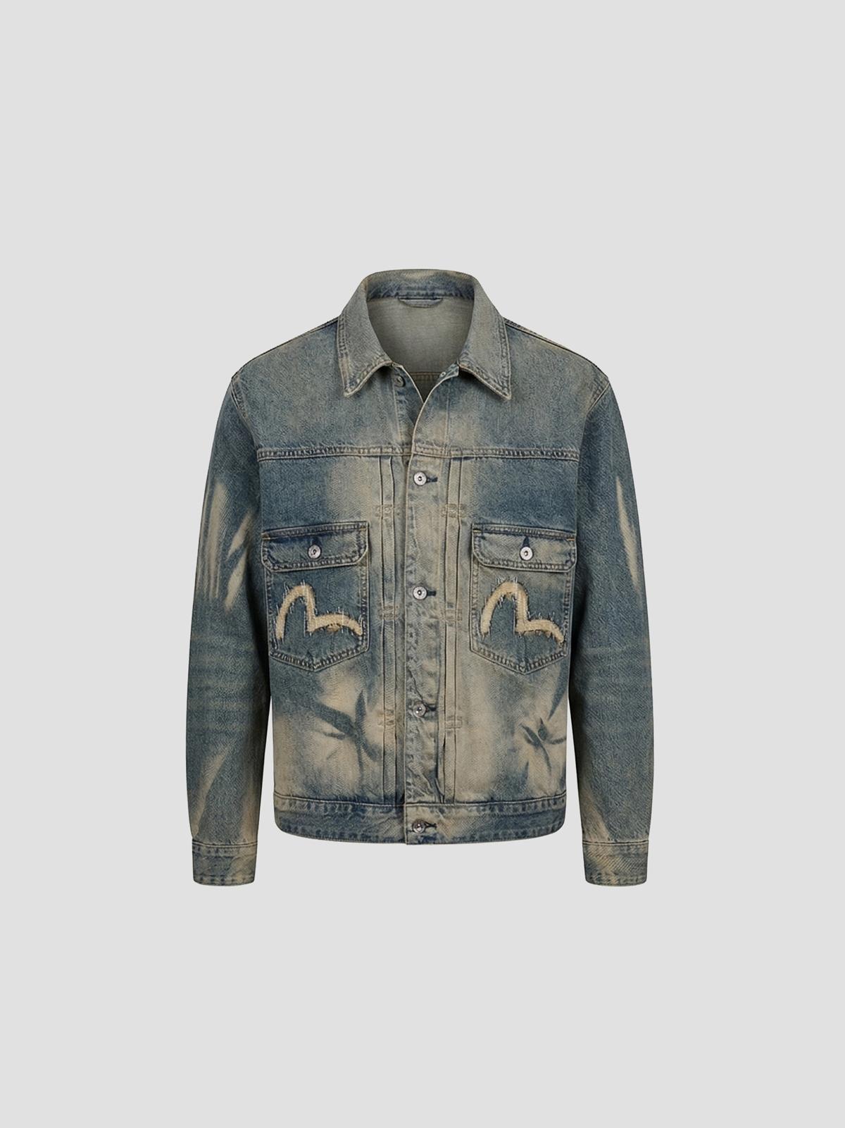 Ht abstract washing denim jacket