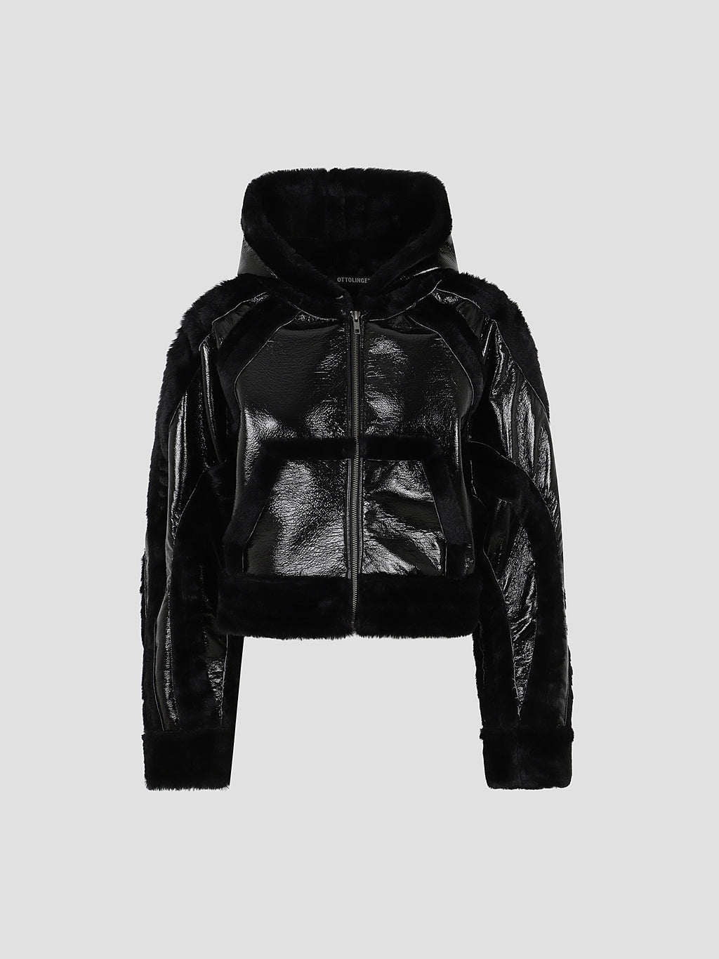 Knitted shearling fitted multiline jacket