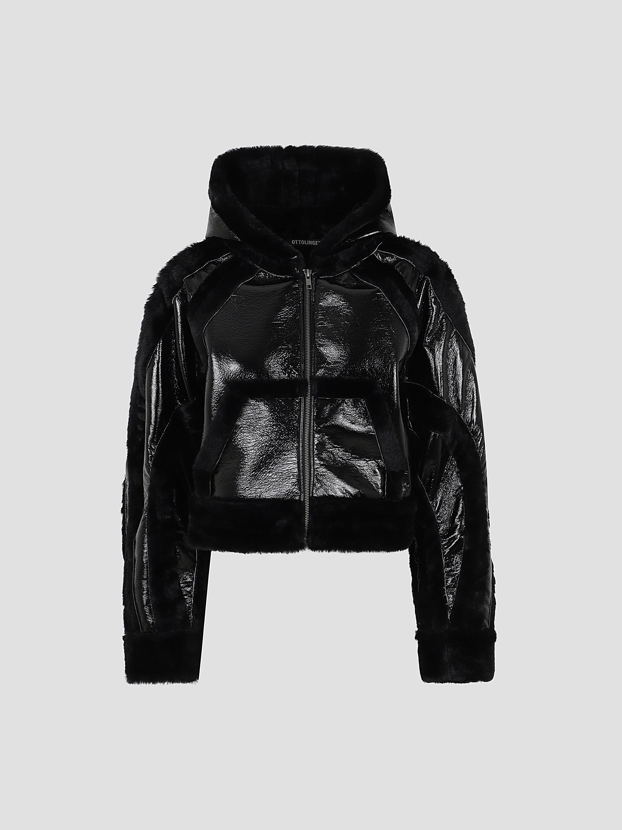 Knitted shearling fitted multiline jacket