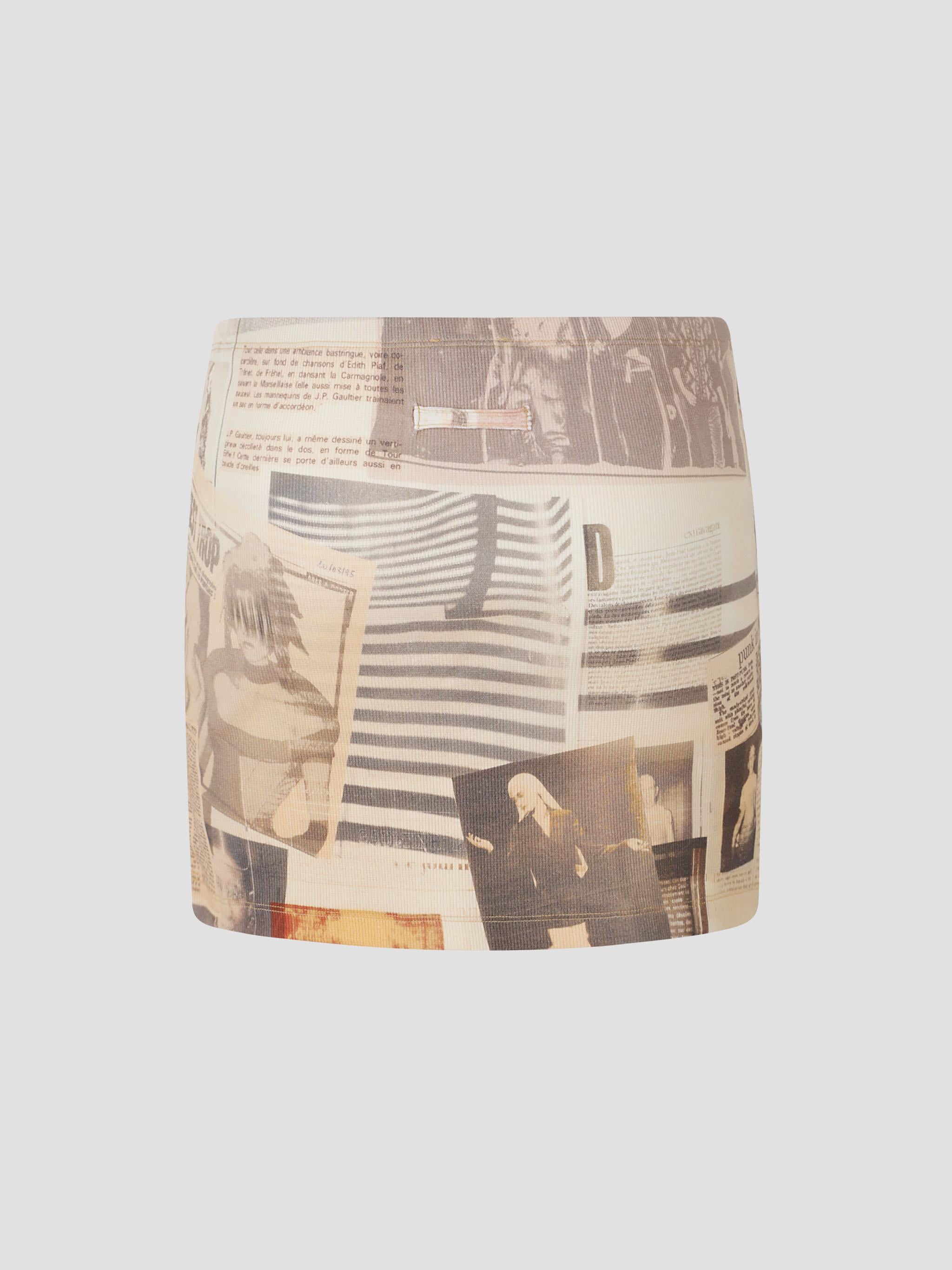 Cotton ribbed mini skirt printed "journal"