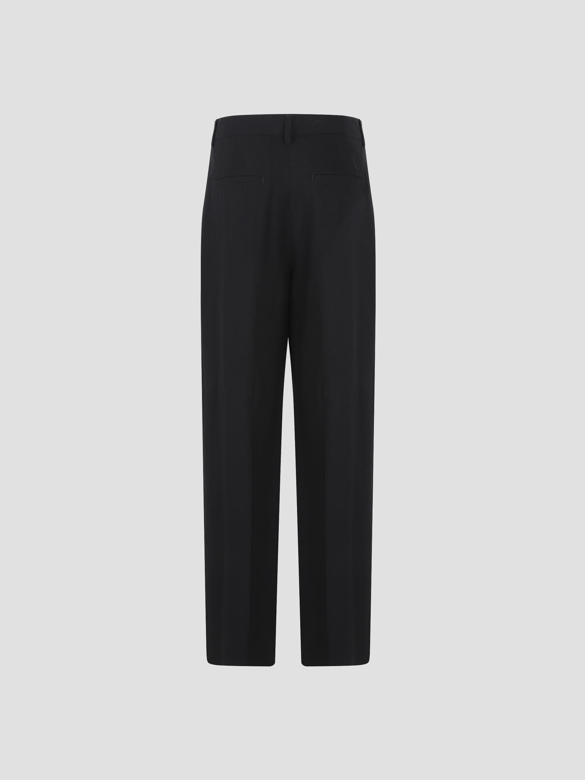 Double-pleat straight trousers