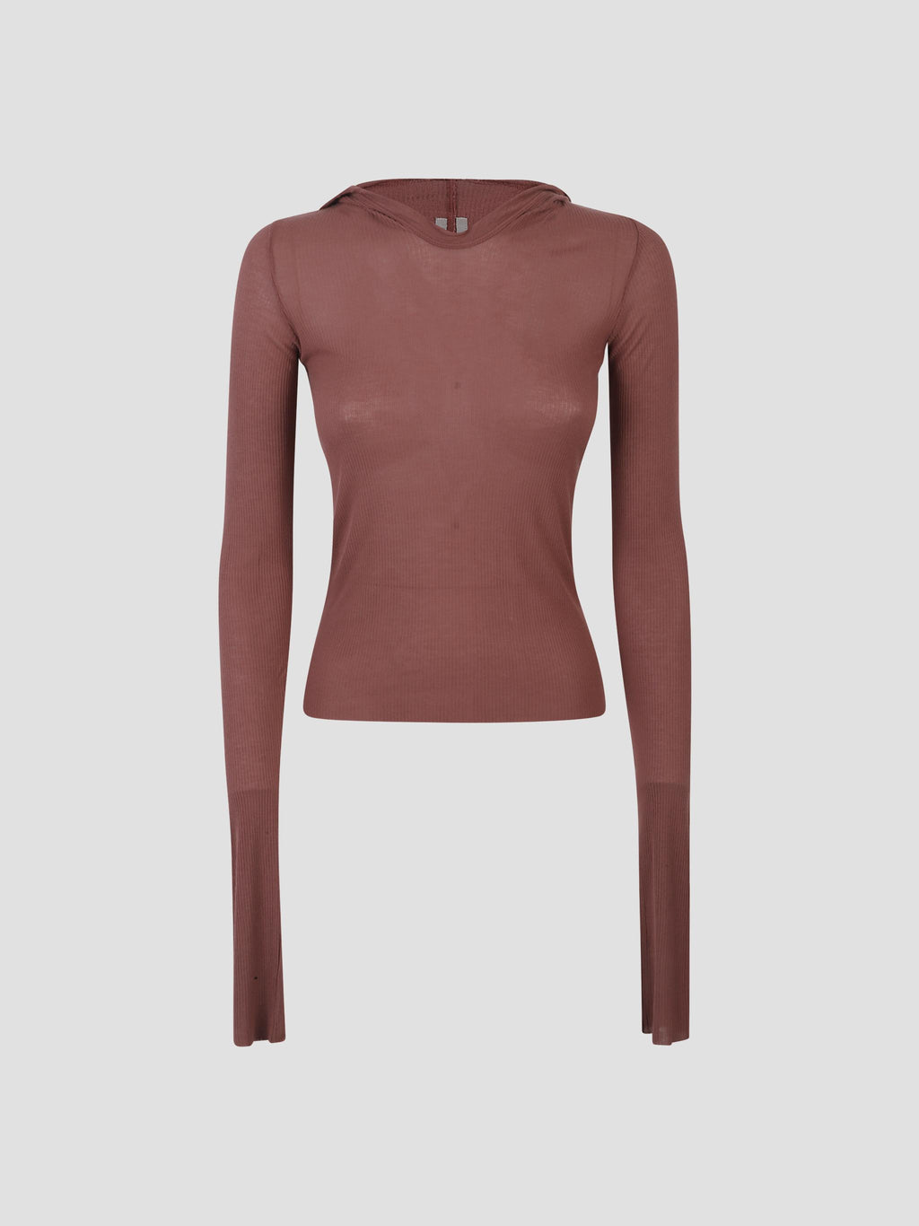 Cropped hooded rib ls t