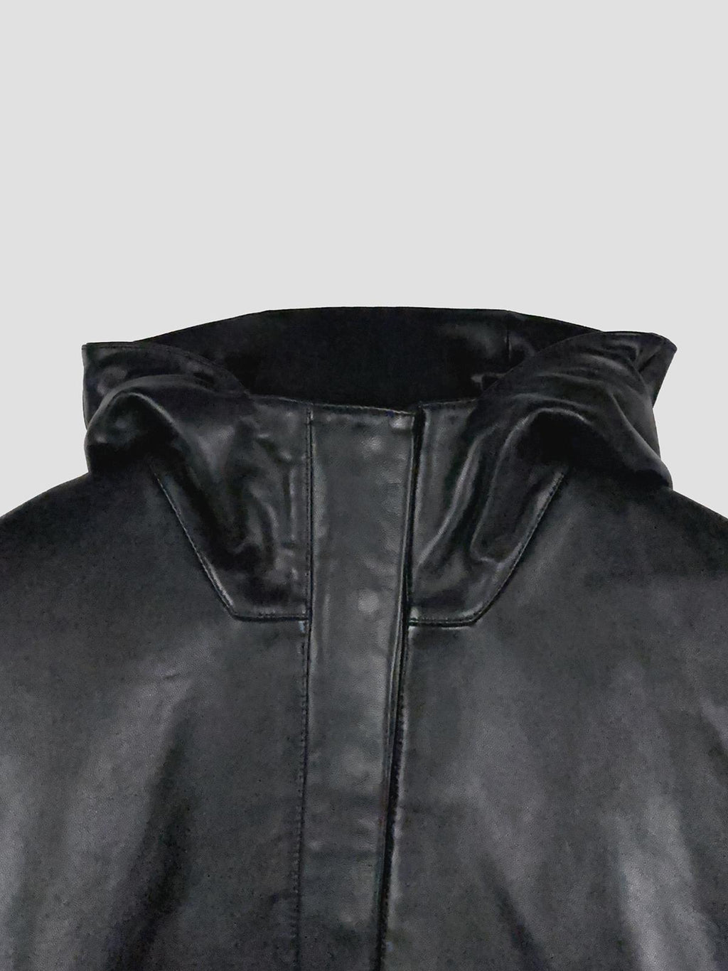Leather oversized anorak