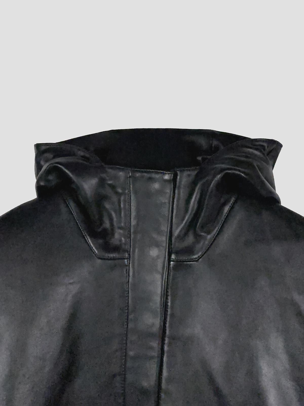 Leather oversized anorak