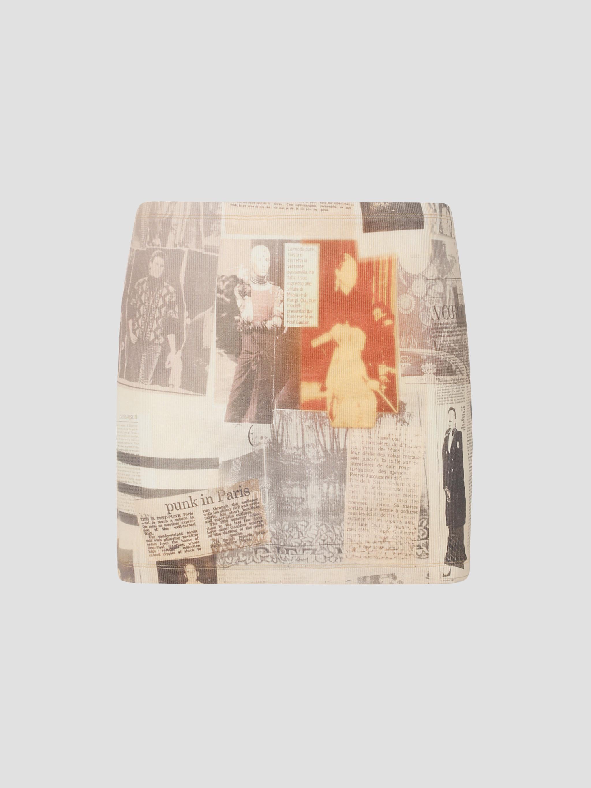 Cotton ribbed mini skirt printed "journal"