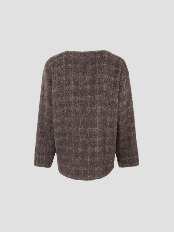 Cardigan dorf check hairy wool