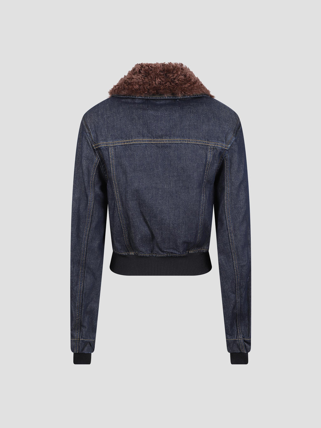 Slub denim cropped bomber jacket