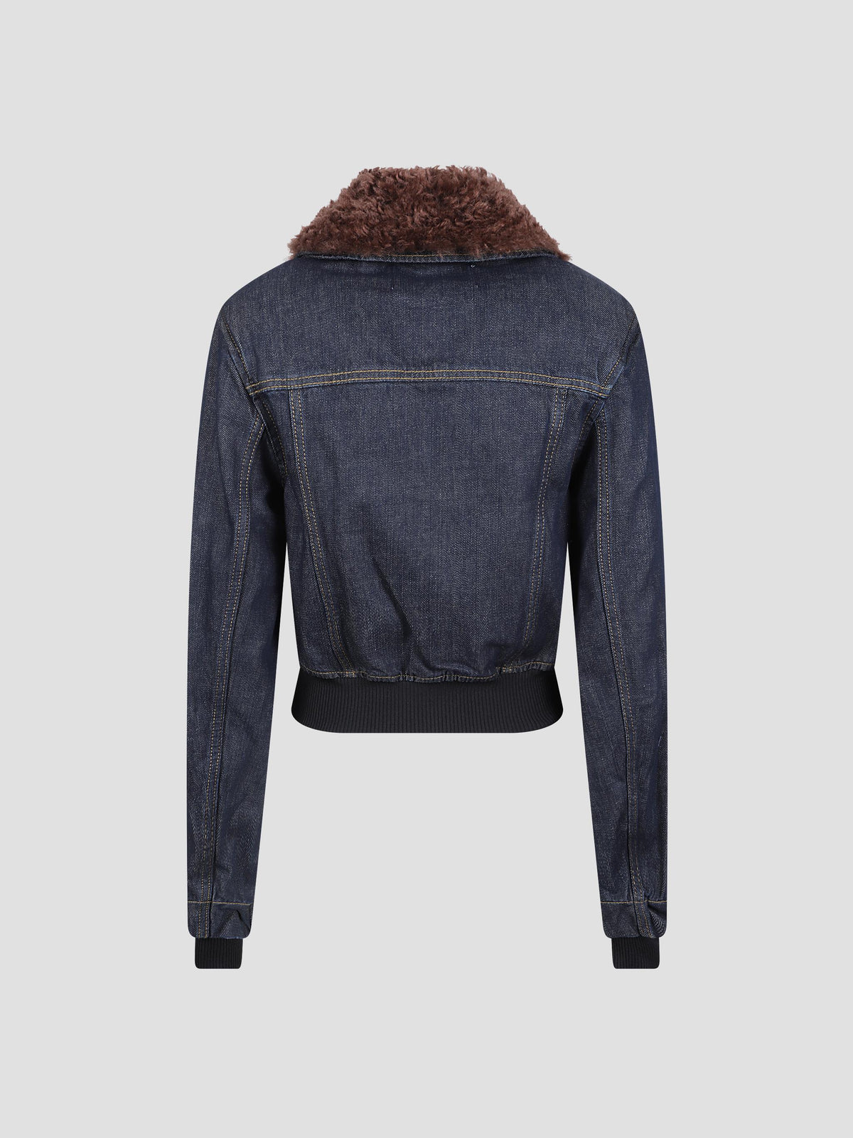 Slub denim cropped bomber jacket