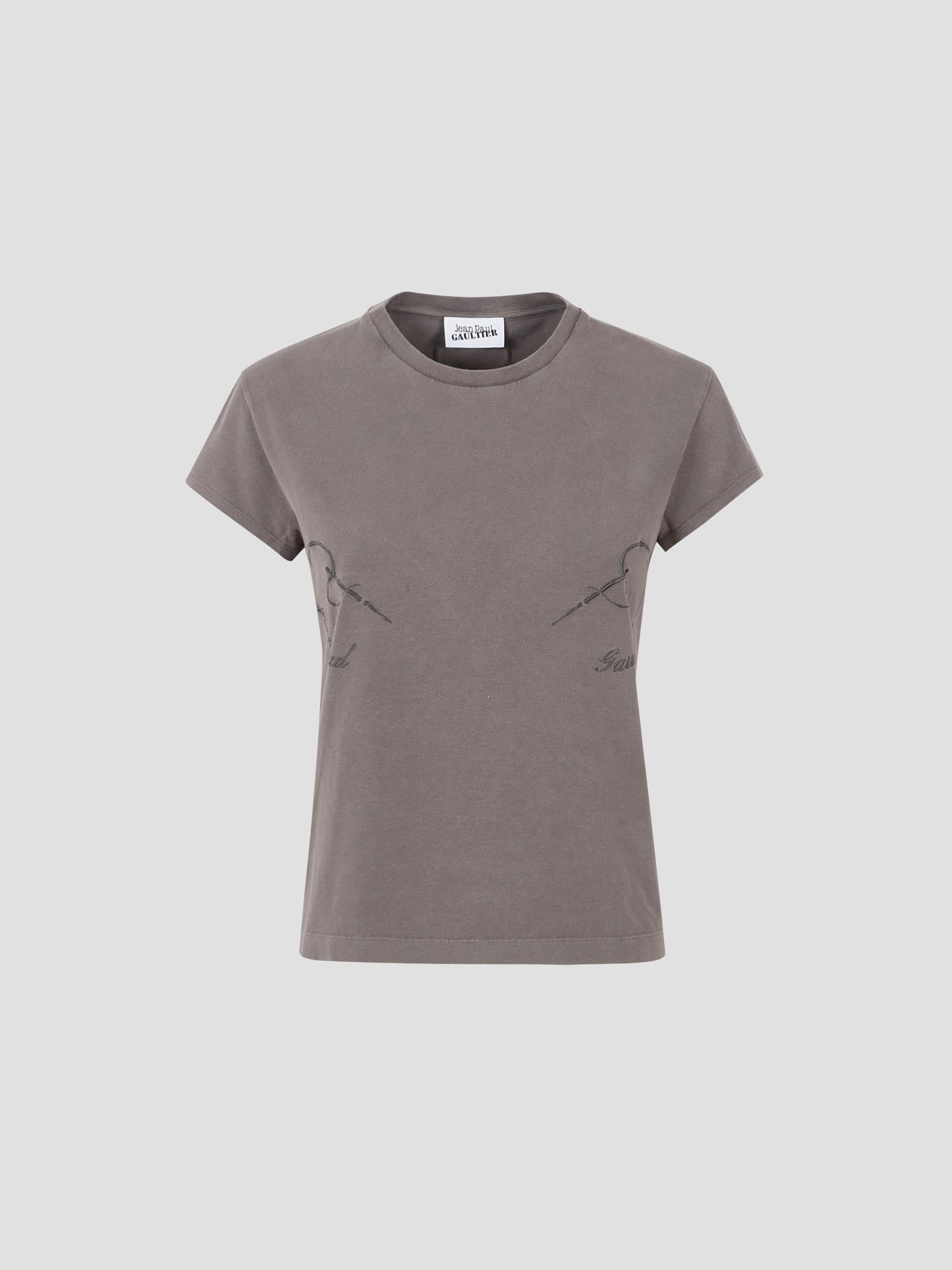 Stretch cotton baby tee embroidered