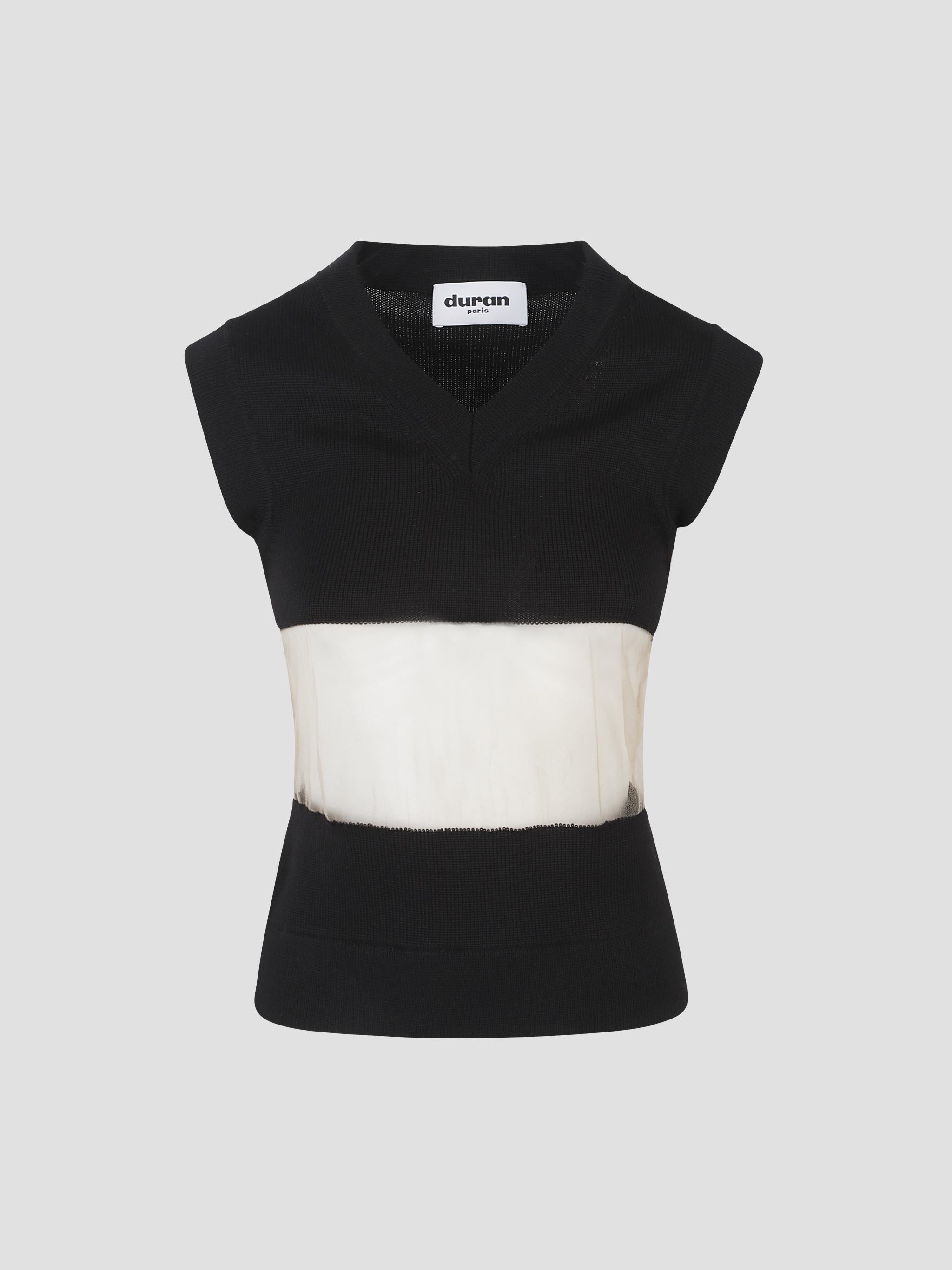 Stripe floating knit vest