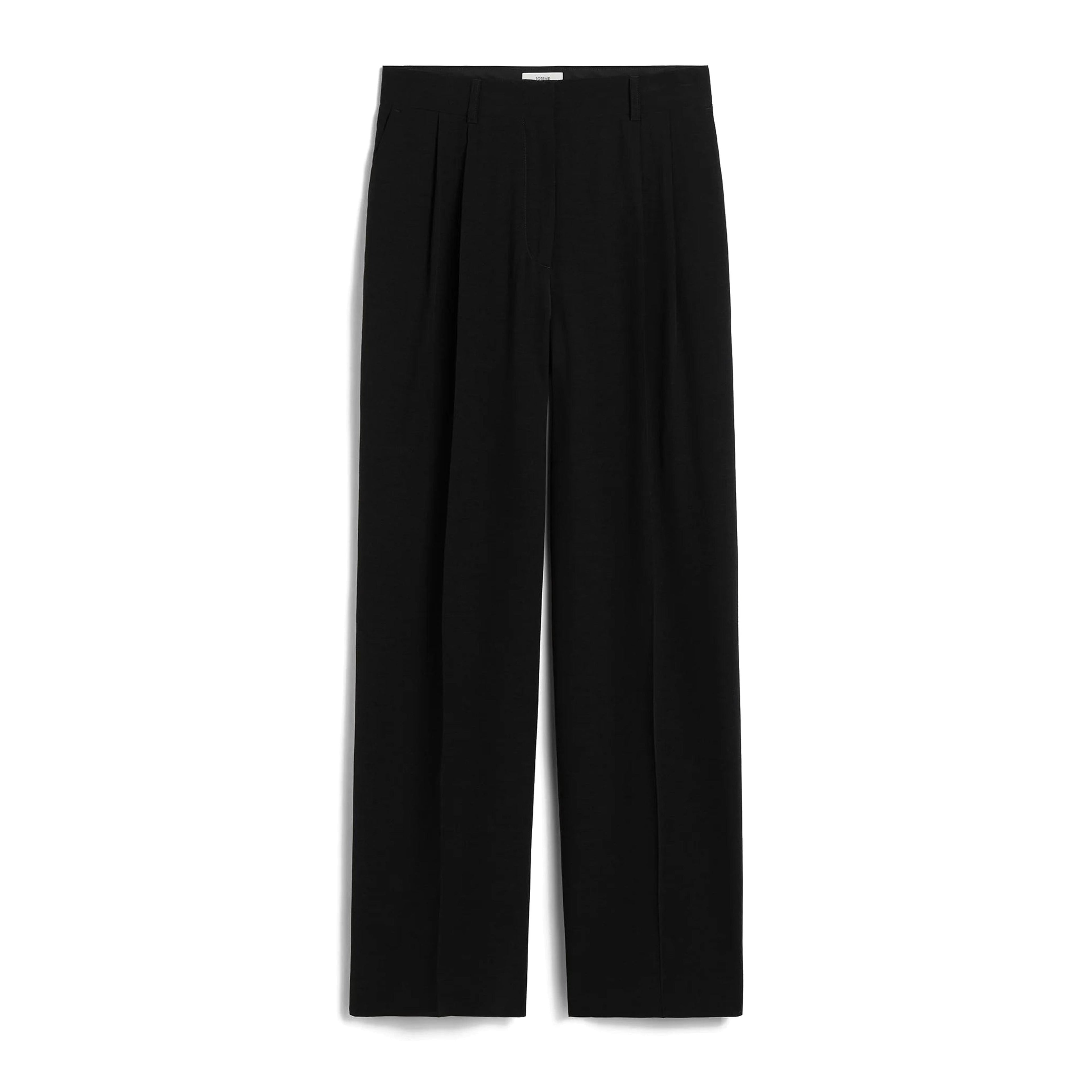 Double-pleat straight trousers